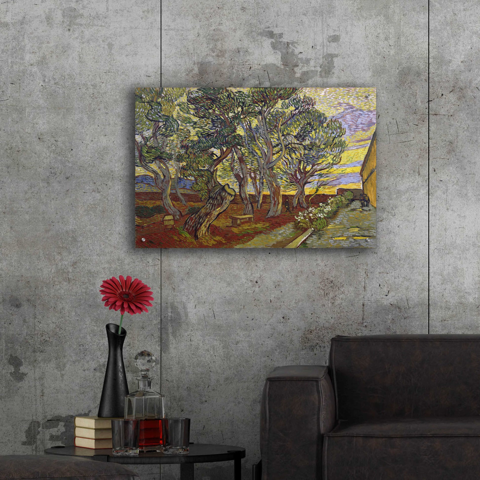 Epic Art 'The Garden Of Saint Paul's Hospital' by Vincent Van Gogh, Acrylic Glass Wall Art,36x24