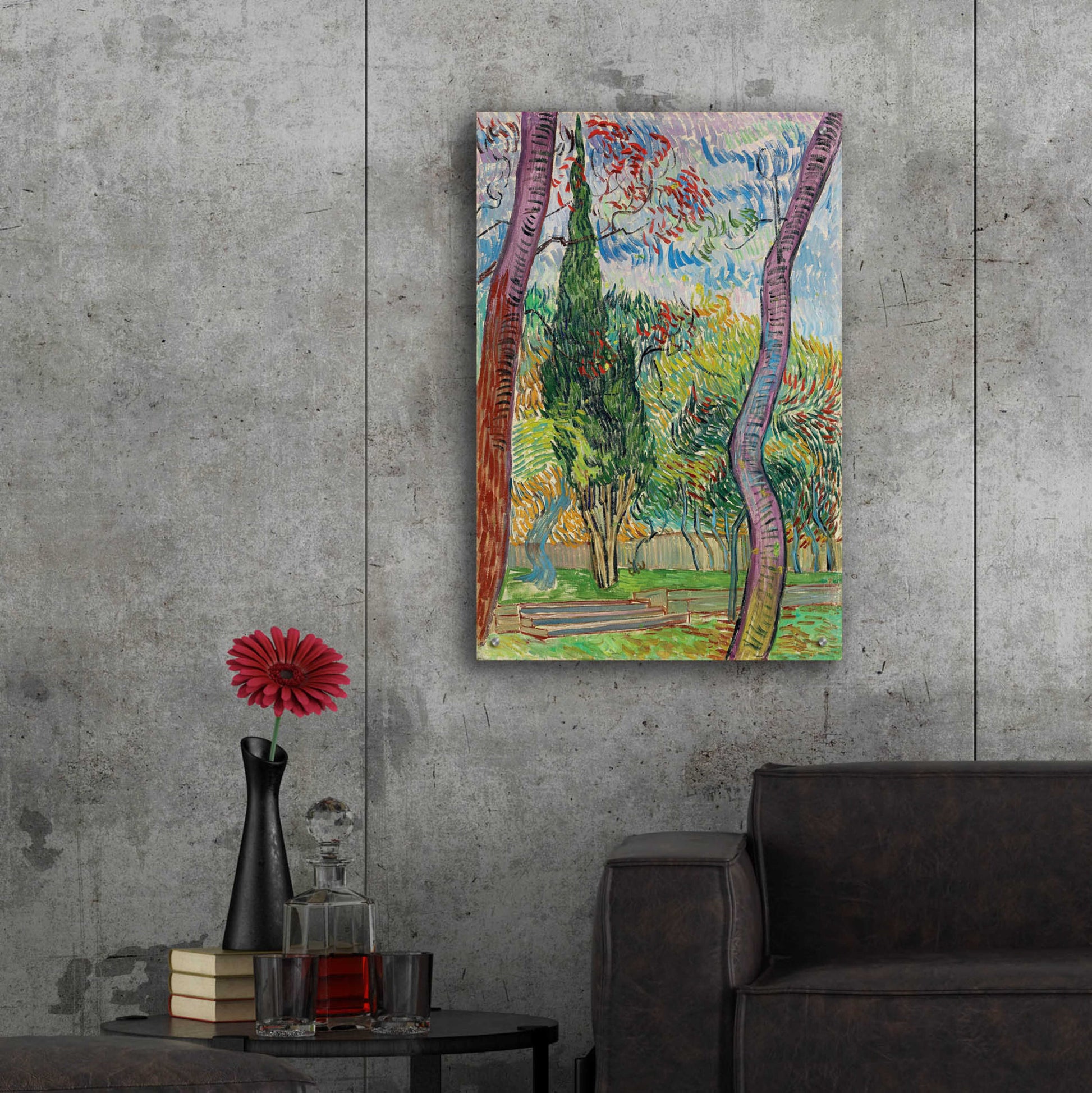 Epic Art 'Parc De L'Hôpital Saint-Paul ' by Vincent Van Gogh, Acrylic Glass Wall Art,24x36