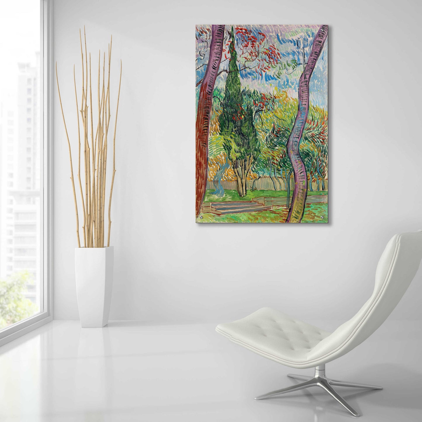 Epic Art 'Parc De L'Hôpital Saint-Paul ' by Vincent Van Gogh, Acrylic Glass Wall Art,24x36