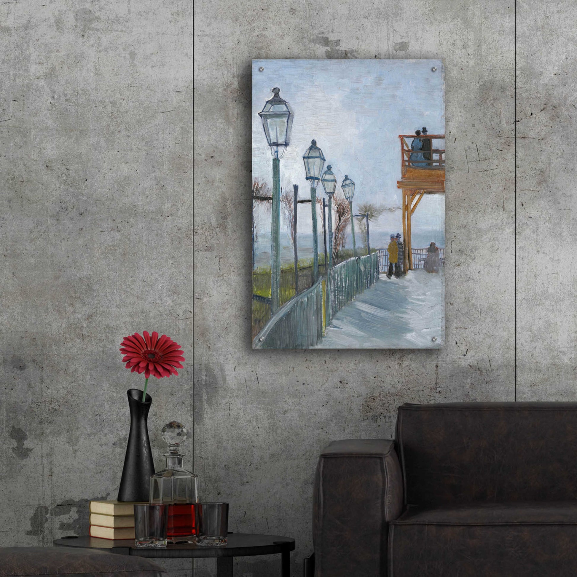 Epic Art 'Terrace And Observation Deck At The Moulin De Blute-Fin' by Vincent Van Gogh, Acrylic Glass Wall Art,24x36