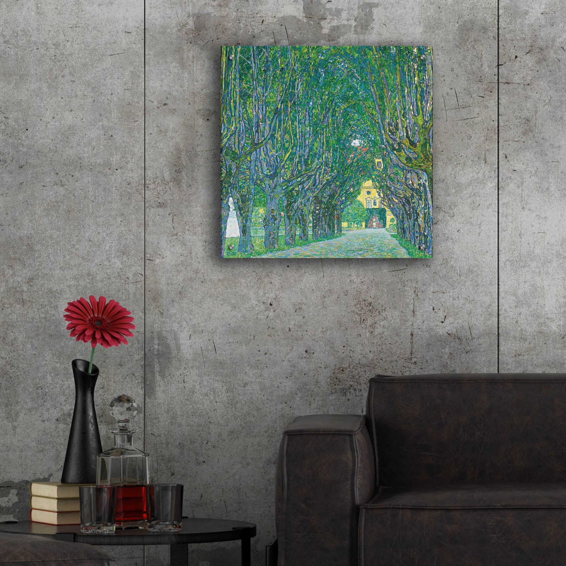 Epic Art 'Avenue To Kammer Castle' by Gustav Klimt, Acrylic Glass Wall Art,24x24