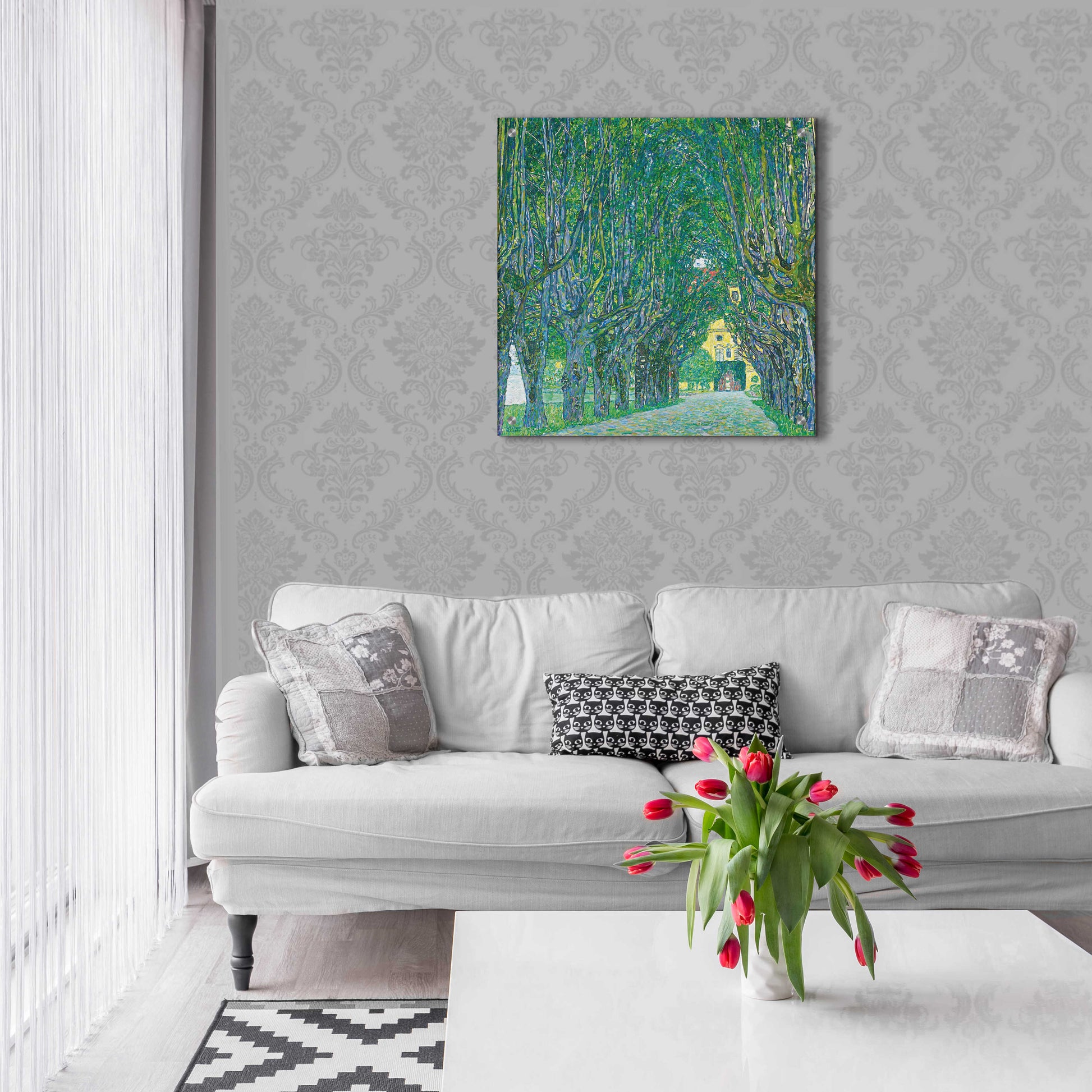 Epic Art 'Avenue To Kammer Castle' by Gustav Klimt, Acrylic Glass Wall Art,24x24