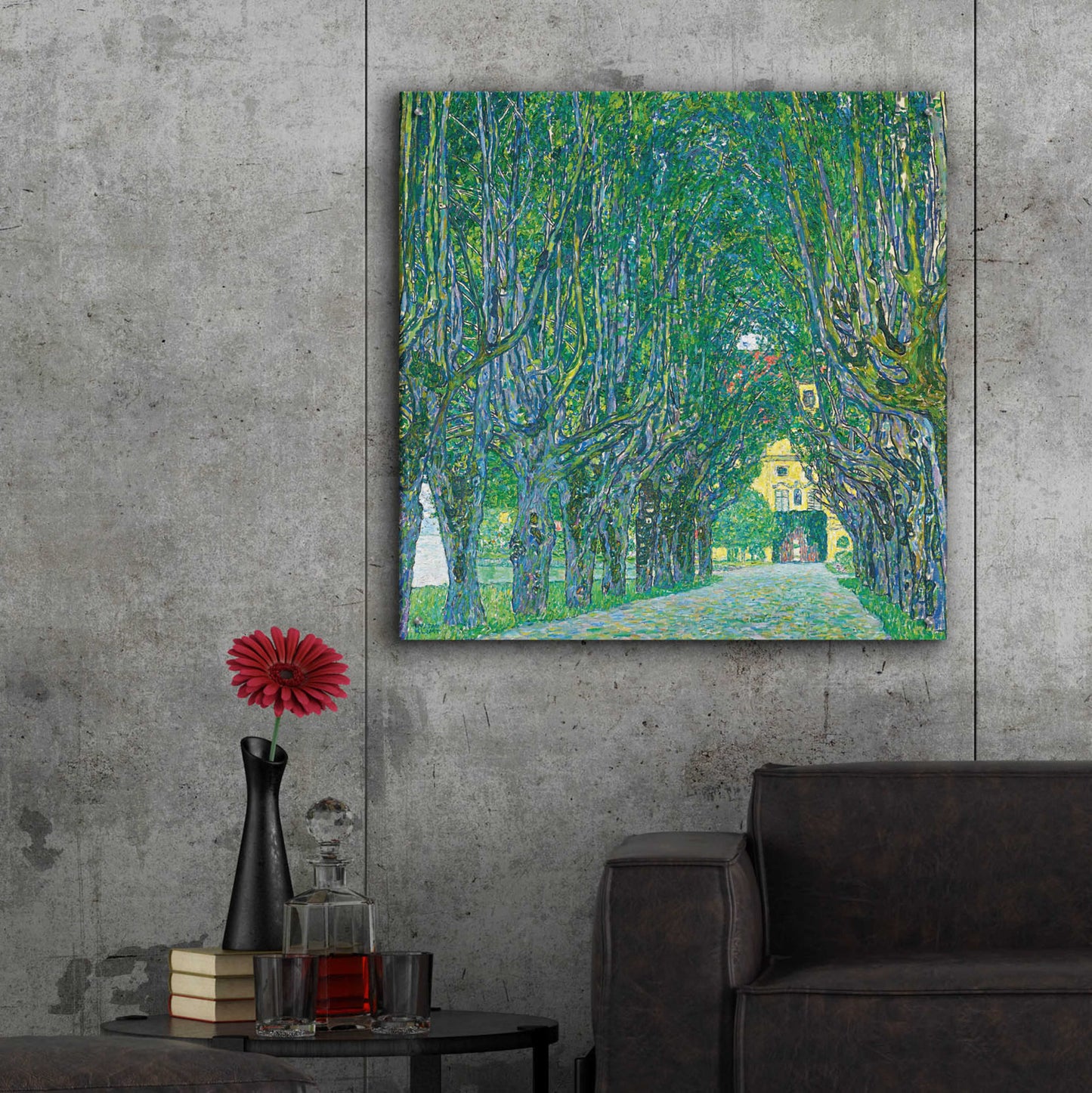 Epic Art 'Avenue To Kammer Castle' by Gustav Klimt, Acrylic Glass Wall Art,36x36