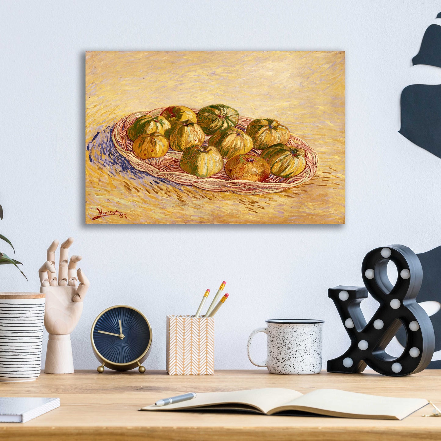 Epic Art 'Still Life, Basket Of Apples' by Vincent Van Gogh, Acrylic Glass Wall Art,16x12