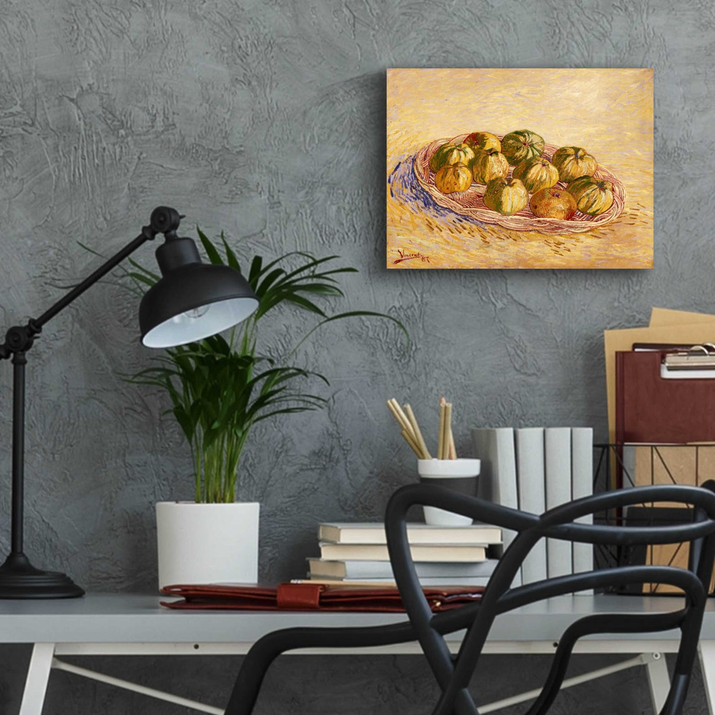 Epic Art 'Still Life, Basket Of Apples' by Vincent Van Gogh, Acrylic Glass Wall Art,16x12