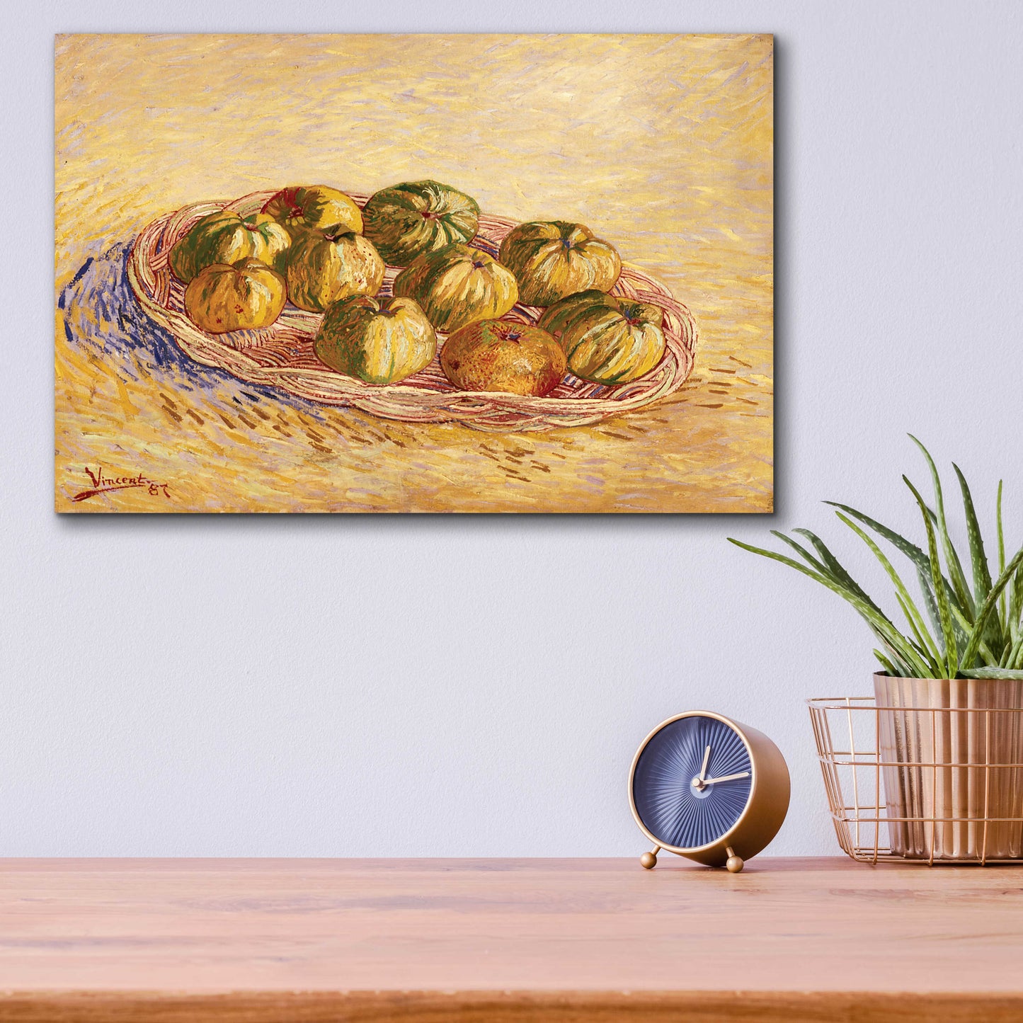 Epic Art 'Still Life, Basket Of Apples' by Vincent Van Gogh, Acrylic Glass Wall Art,16x12