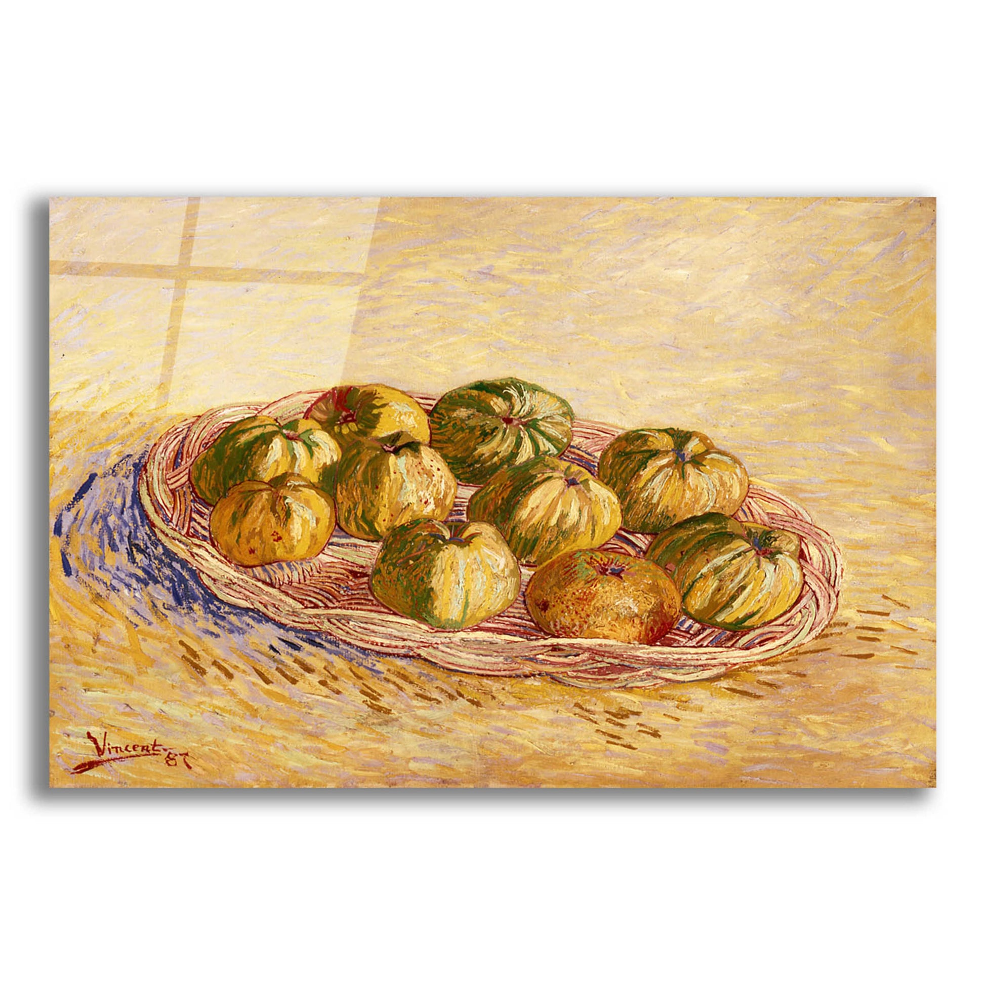 Epic Art 'Still Life, Basket Of Apples' by Vincent Van Gogh, Acrylic Glass Wall Art,16x12