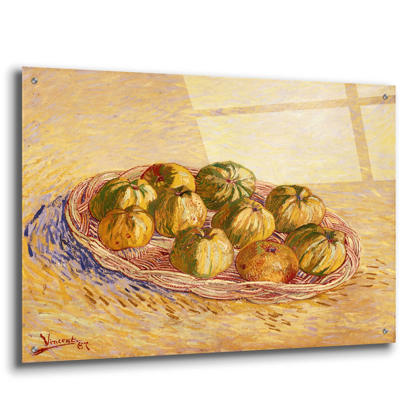 Epic Art 'Still Life, Basket Of Apples' by Vincent Van Gogh, Acrylic Glass Wall Art,36x24