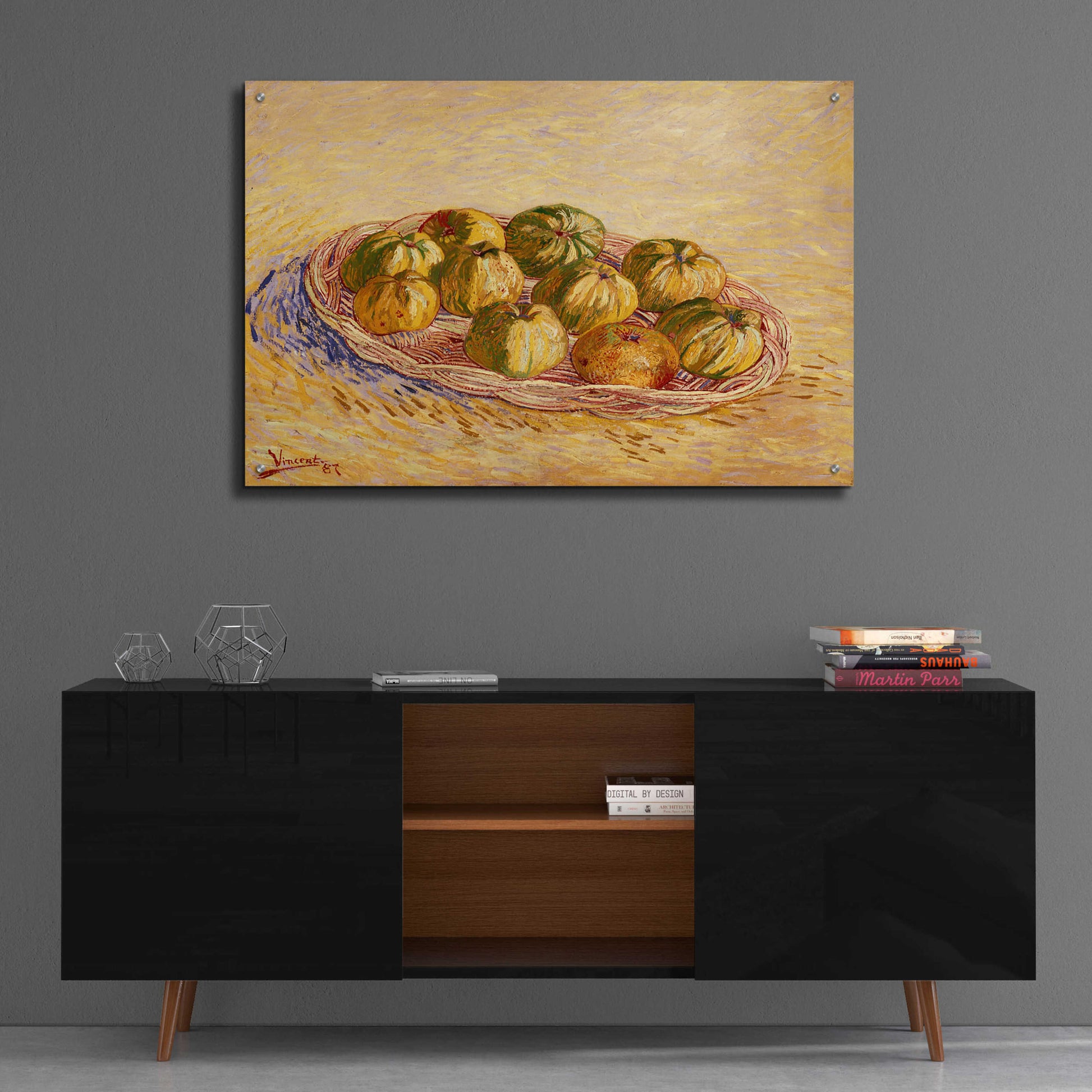 Epic Art 'Still Life, Basket Of Apples' by Vincent Van Gogh, Acrylic Glass Wall Art,36x24