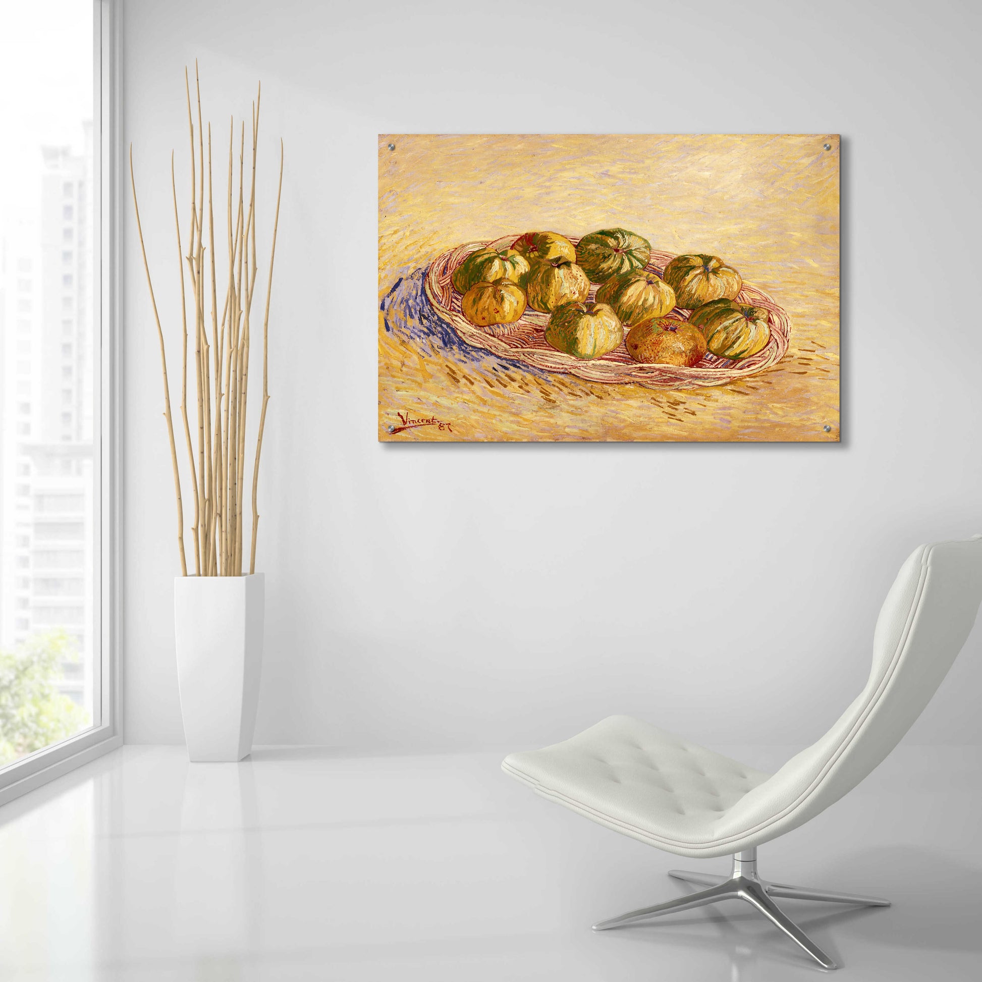 Epic Art 'Still Life, Basket Of Apples' by Vincent Van Gogh, Acrylic Glass Wall Art,36x24