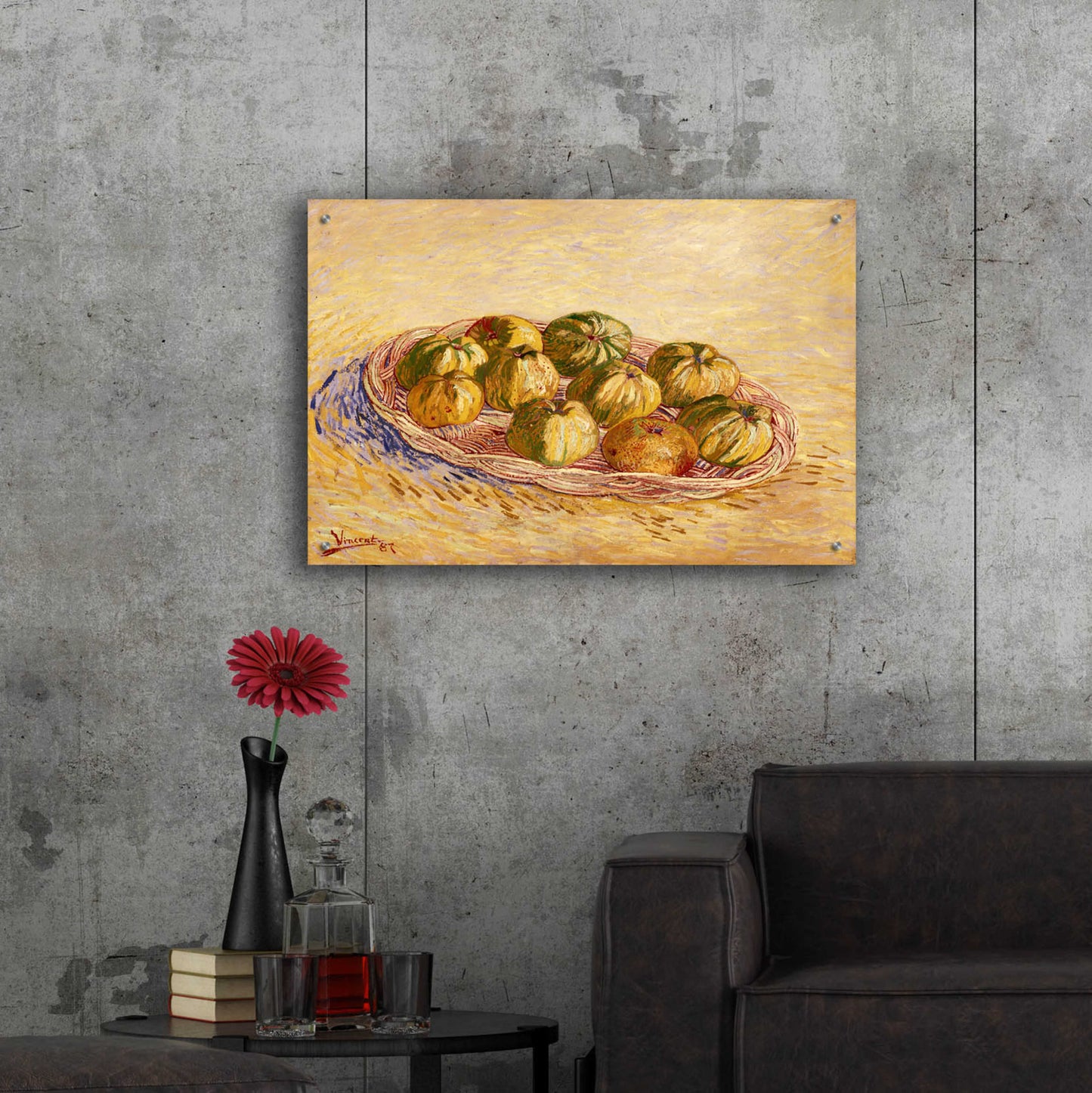 Epic Art 'Still Life, Basket Of Apples' by Vincent Van Gogh, Acrylic Glass Wall Art,36x24