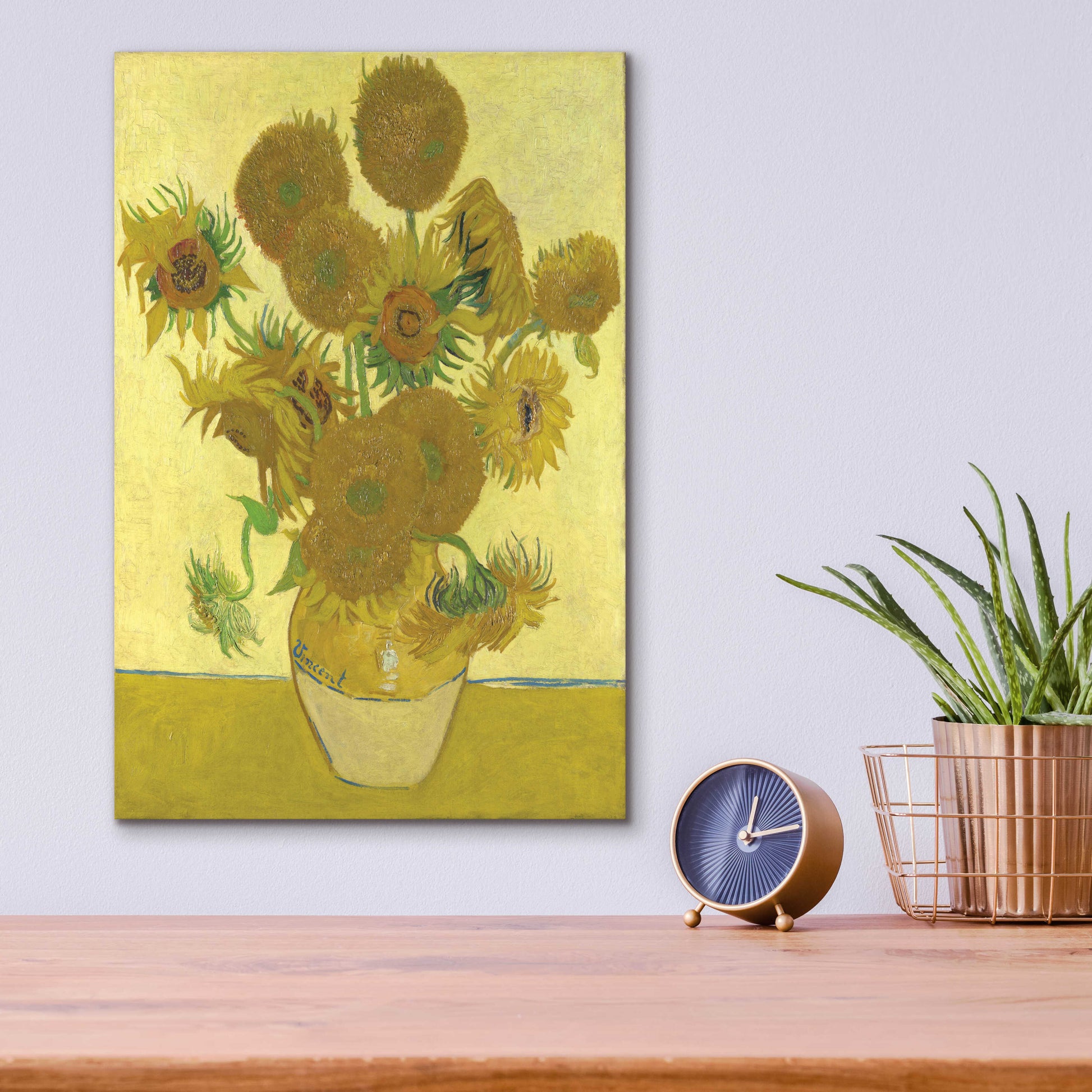 Epic Art 'Still Life Vase With Fourteen Sunflowers' by Vincent Van Gogh, Acrylic Glass Wall Art,12x16