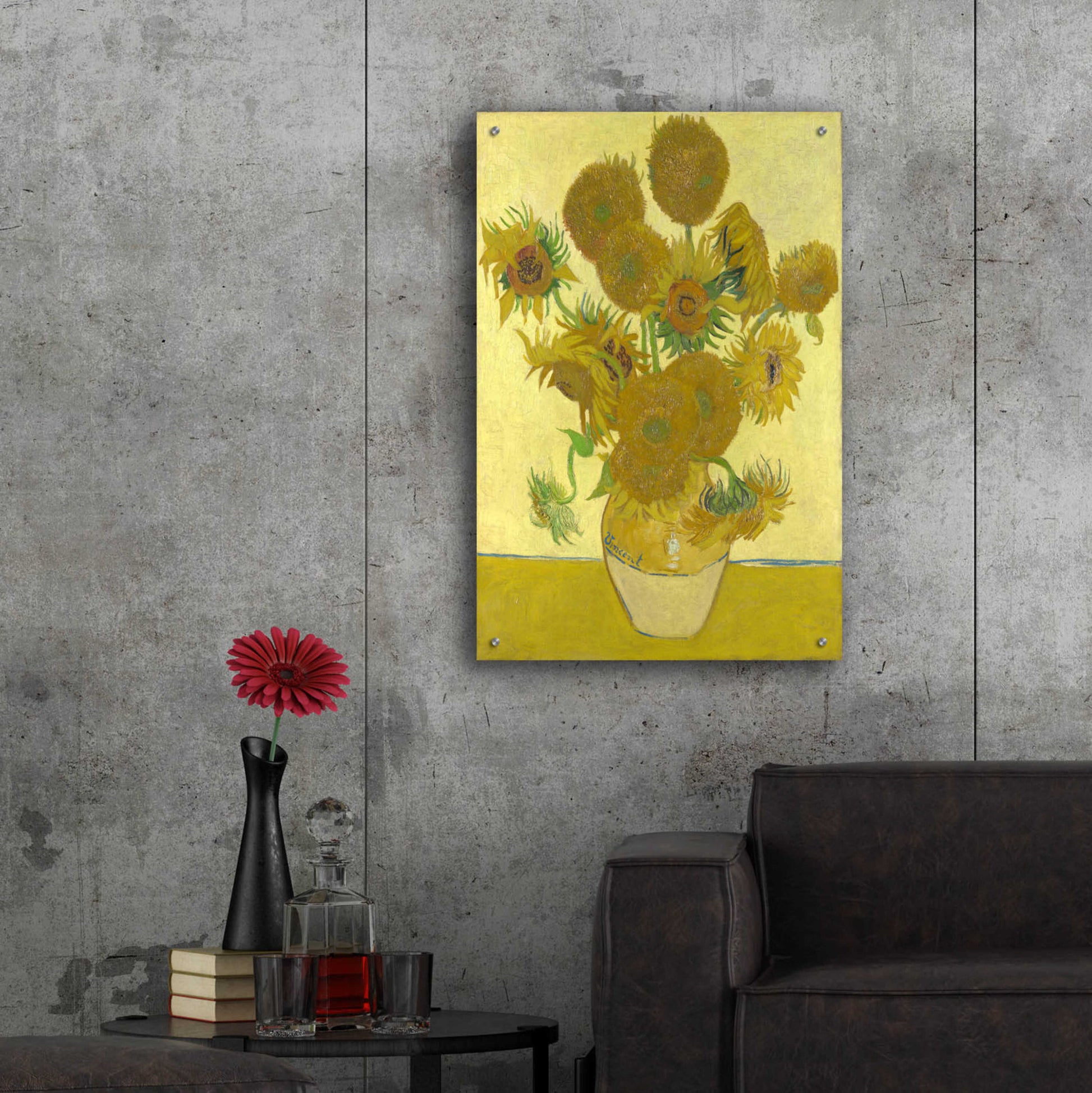 Epic Art 'Still Life Vase With Fourteen Sunflowers' by Vincent Van Gogh, Acrylic Glass Wall Art,24x36