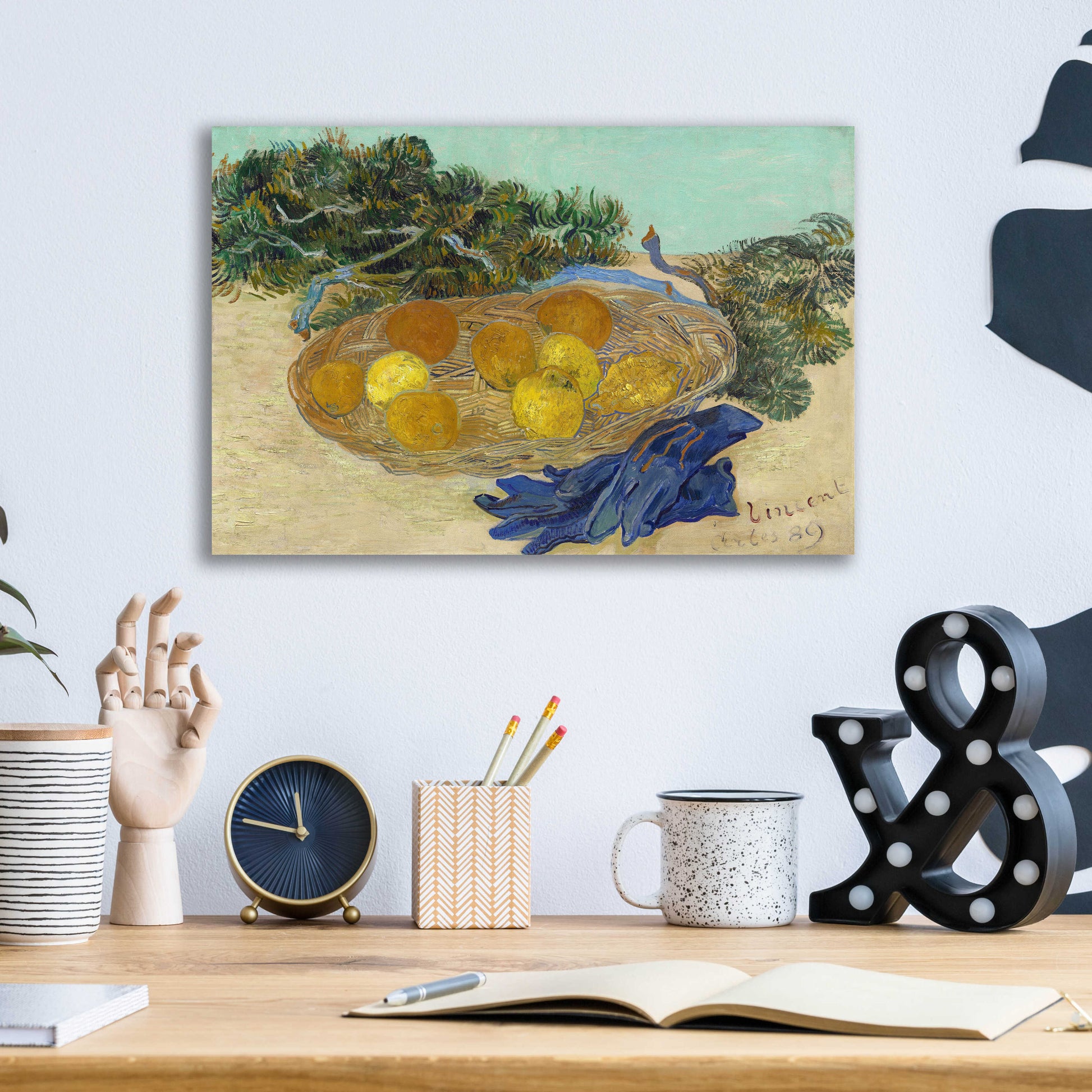 Epic Art 'Still Life Of Oranges And Lemons With Blue Gloves' by Vincent Van Gogh, Acrylic Glass Wall Art,16x12