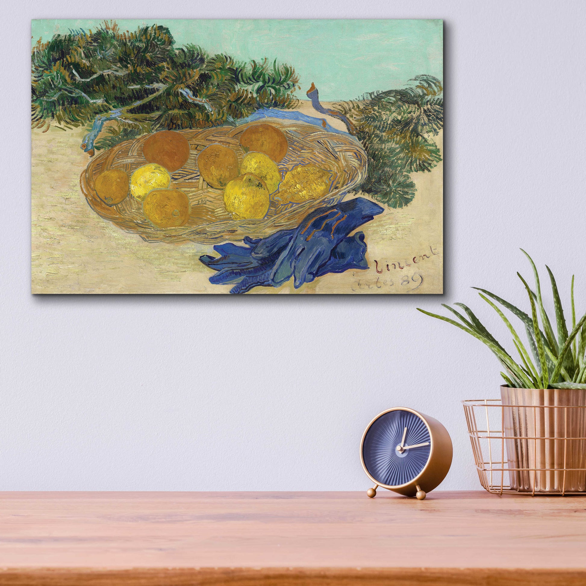 Epic Art 'Still Life Of Oranges And Lemons With Blue Gloves' by Vincent Van Gogh, Acrylic Glass Wall Art,16x12