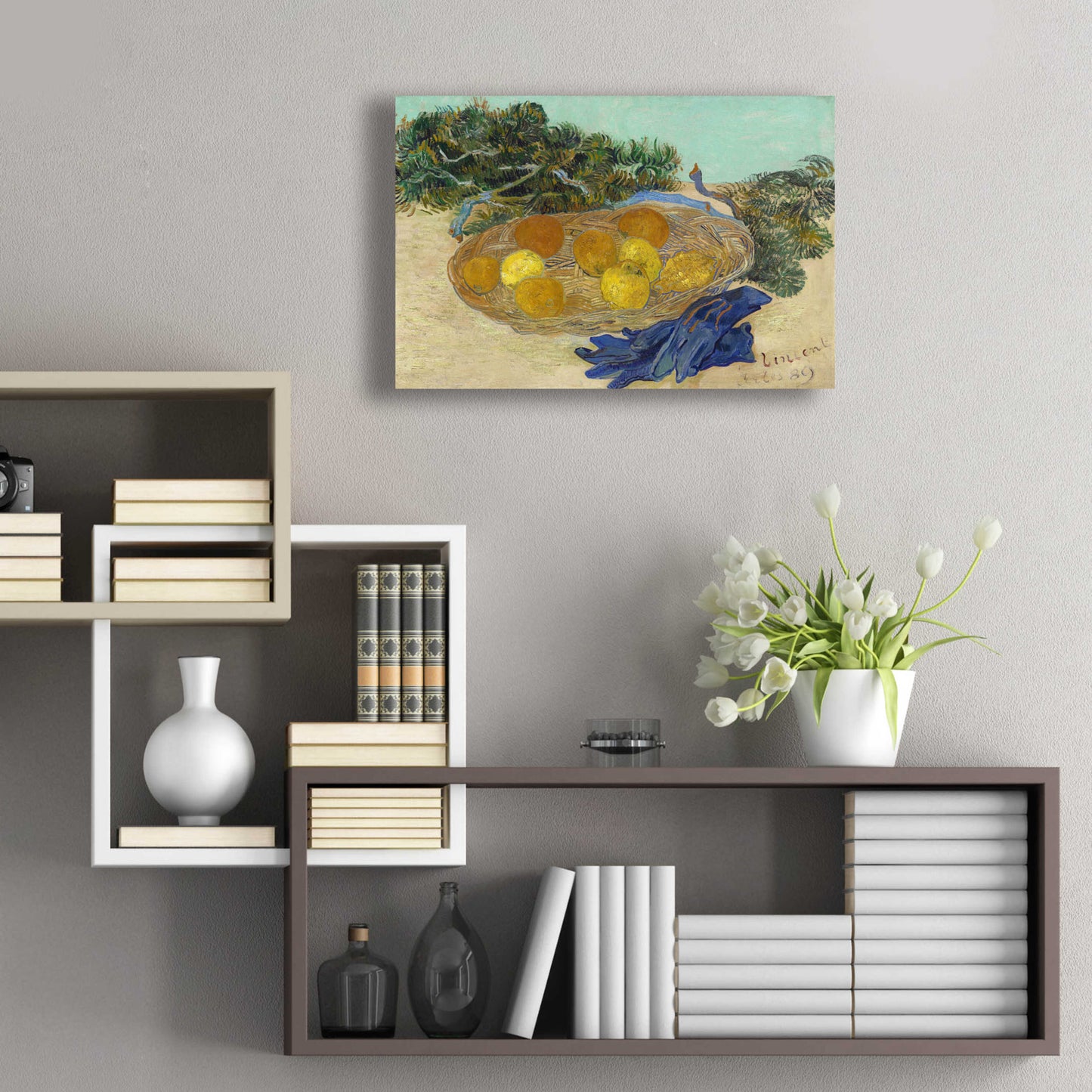 Epic Art 'Still Life Of Oranges And Lemons With Blue Gloves' by Vincent Van Gogh, Acrylic Glass Wall Art,24x16