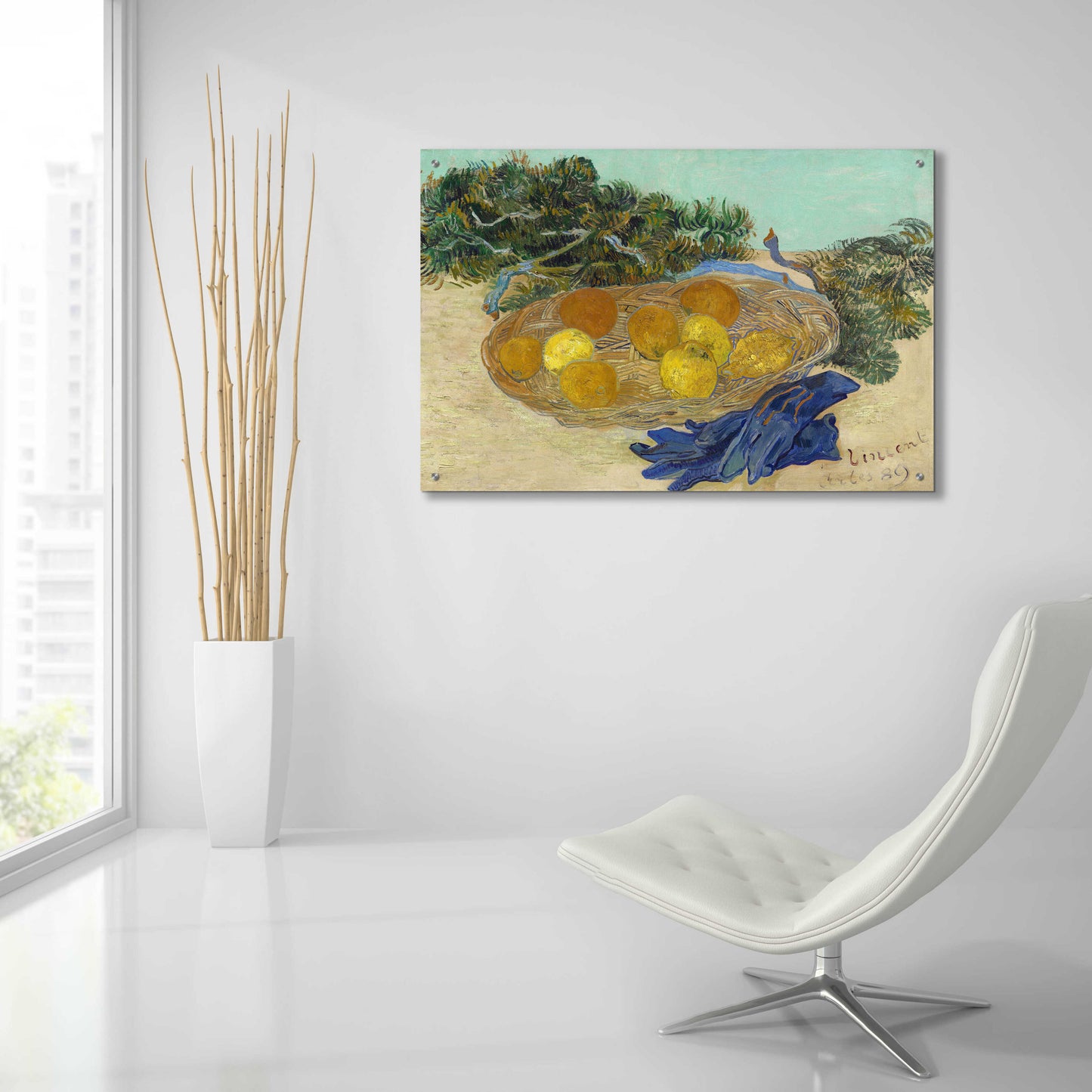 Epic Art 'Still Life Of Oranges And Lemons With Blue Gloves' by Vincent Van Gogh, Acrylic Glass Wall Art,36x24