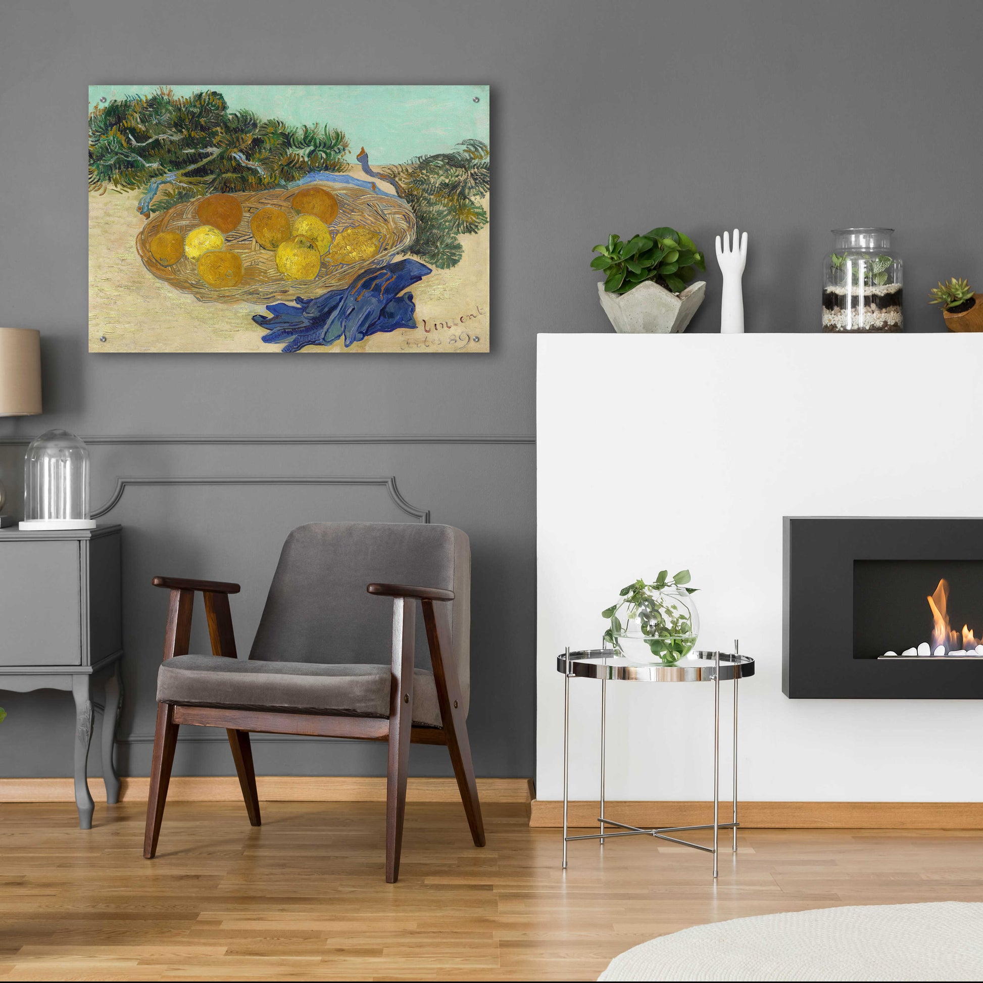 Epic Art 'Still Life Of Oranges And Lemons With Blue Gloves' by Vincent Van Gogh, Acrylic Glass Wall Art,36x24