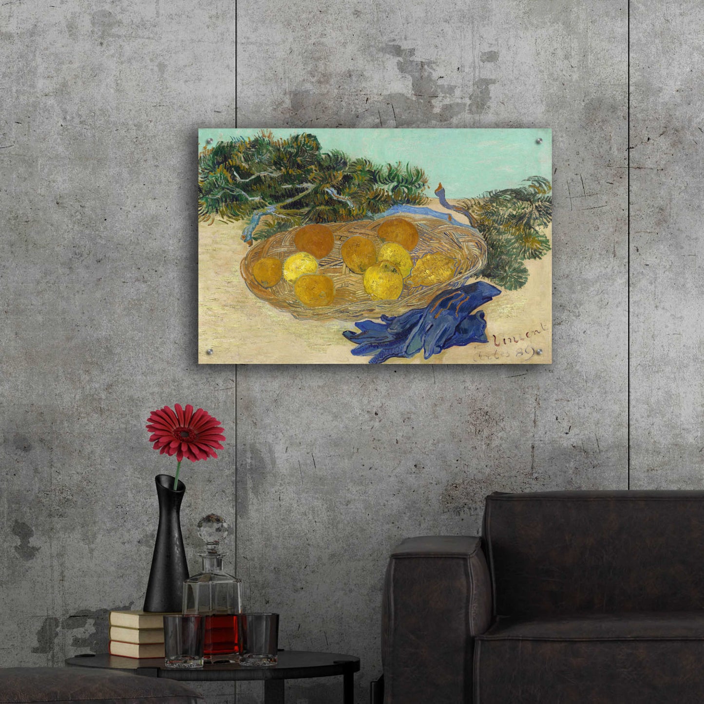 Epic Art 'Still Life Of Oranges And Lemons With Blue Gloves' by Vincent Van Gogh, Acrylic Glass Wall Art,36x24