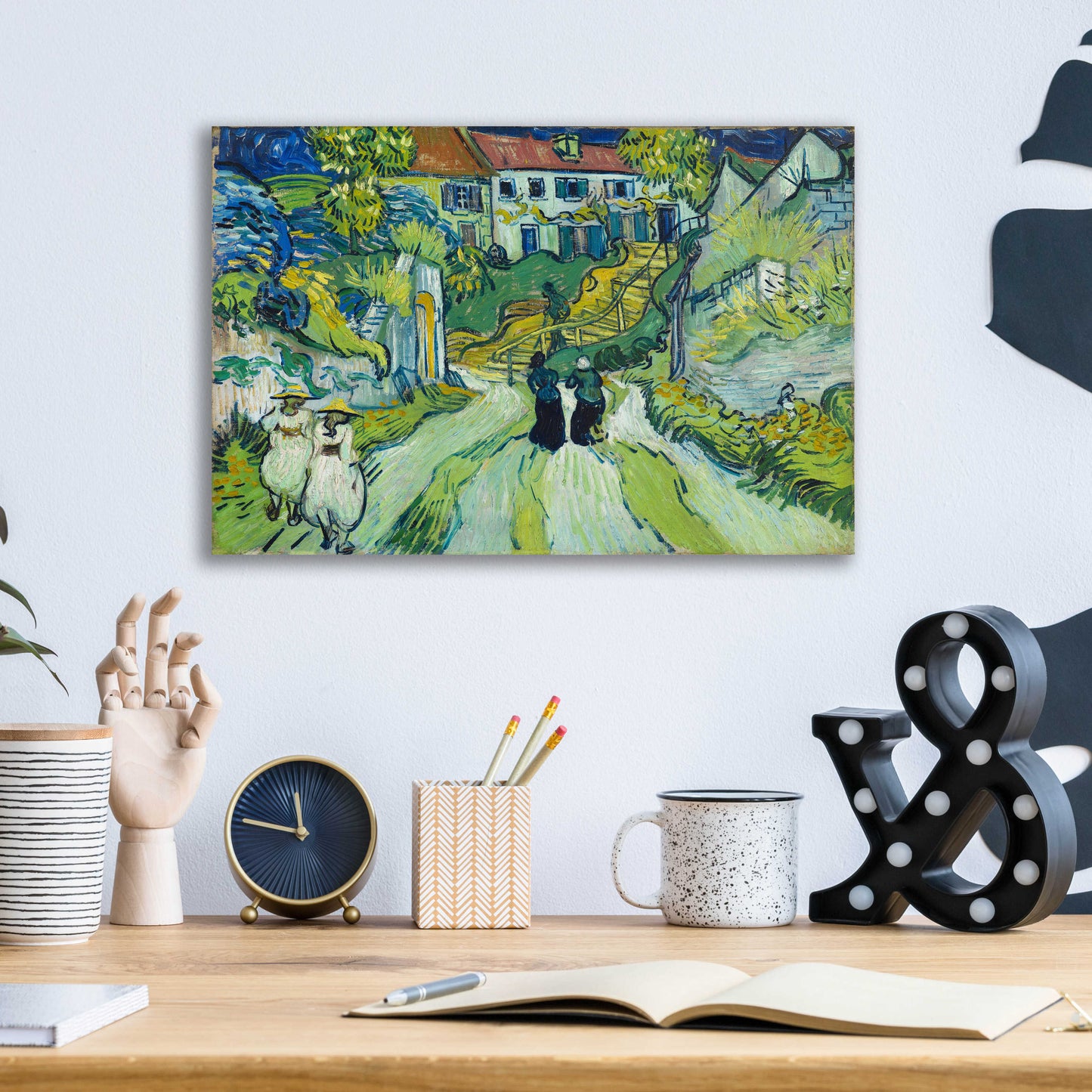 Epic Art 'Stairway At Auvers' by Vincent Van Gogh, Acrylic Glass Wall Art,16x12