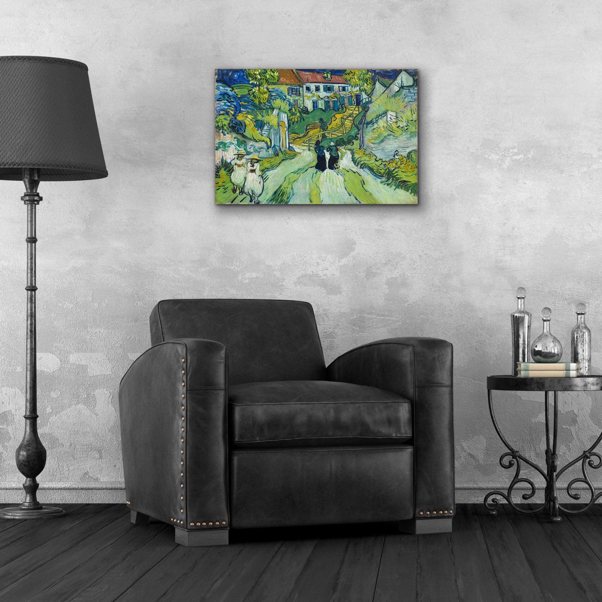 Epic Art 'Stairway At Auvers' by Vincent Van Gogh, Acrylic Glass Wall Art,24x16