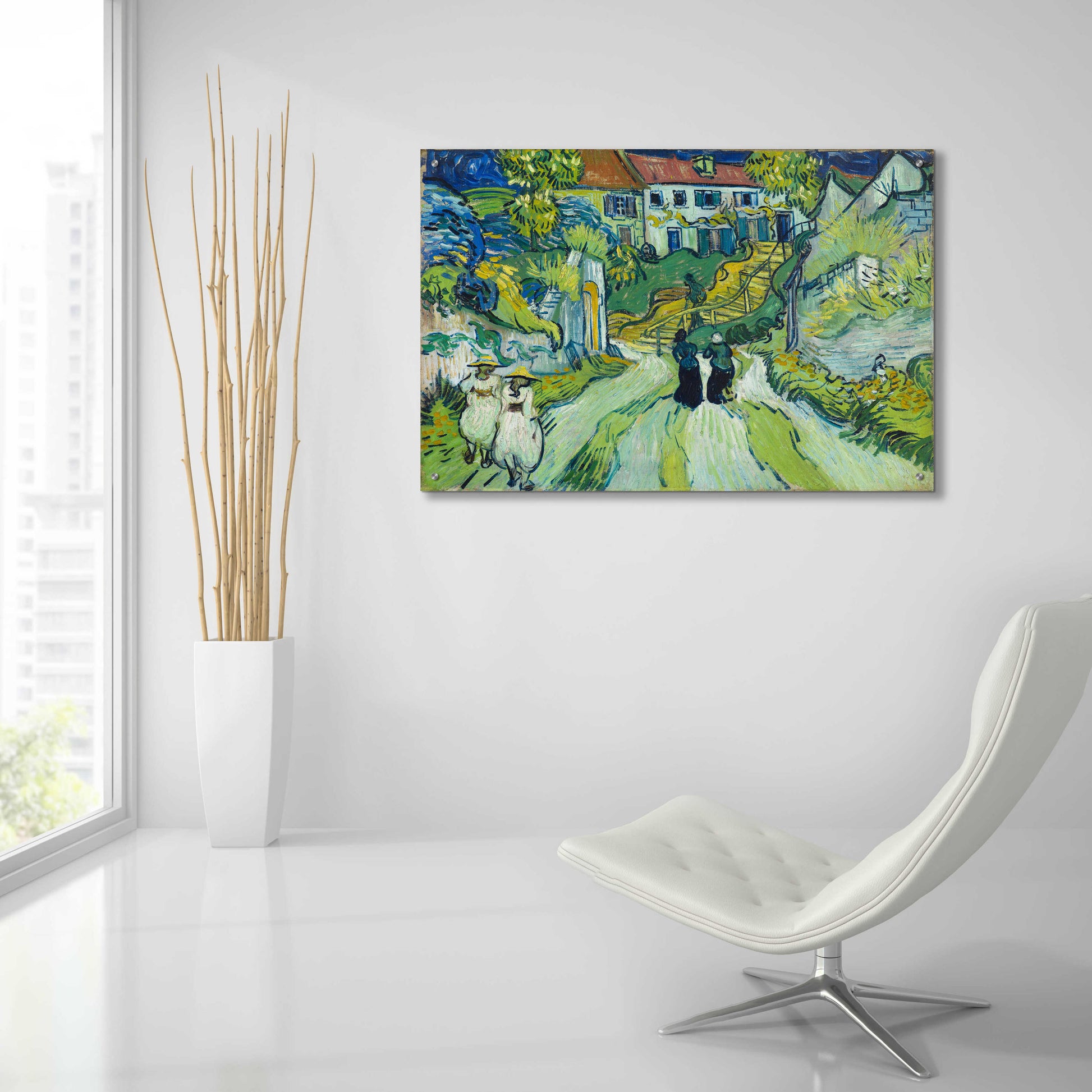 Epic Art 'Stairway At Auvers' by Vincent Van Gogh, Acrylic Glass Wall Art,36x24