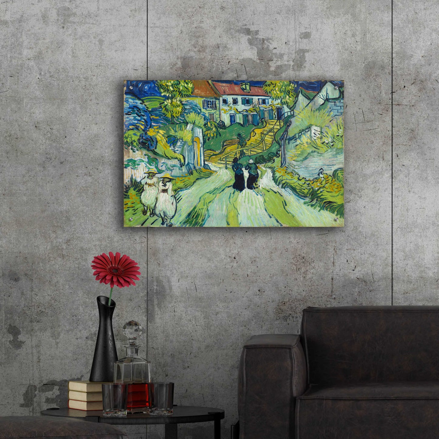 Epic Art 'Stairway At Auvers' by Vincent Van Gogh, Acrylic Glass Wall Art,36x24