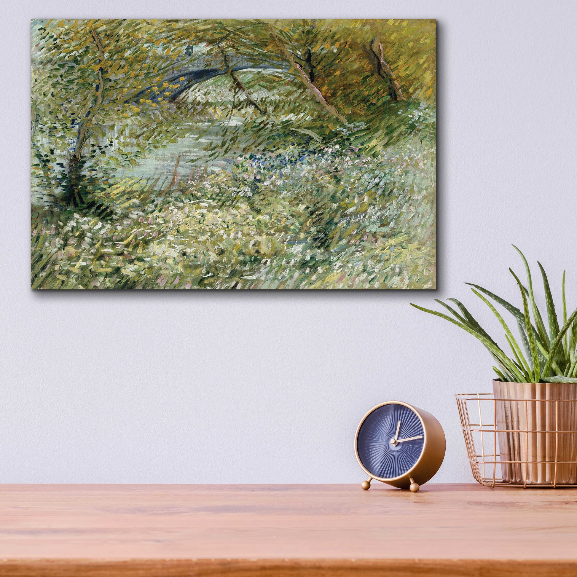 Epic Art 'River Bank In Springtime' by Vincent Van Gogh, Acrylic Glass Wall Art,16x12