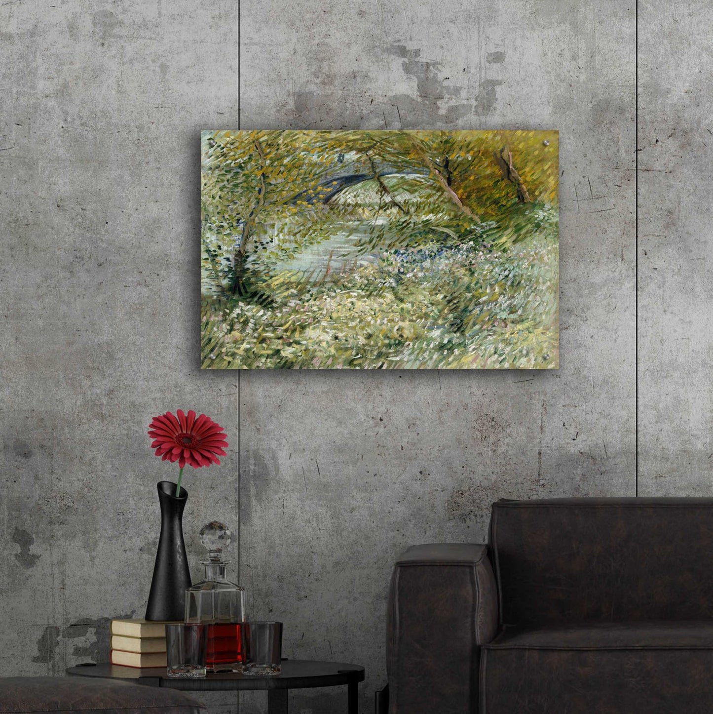 Epic Art 'River Bank In Springtime' by Vincent Van Gogh, Acrylic Glass Wall Art,36x24