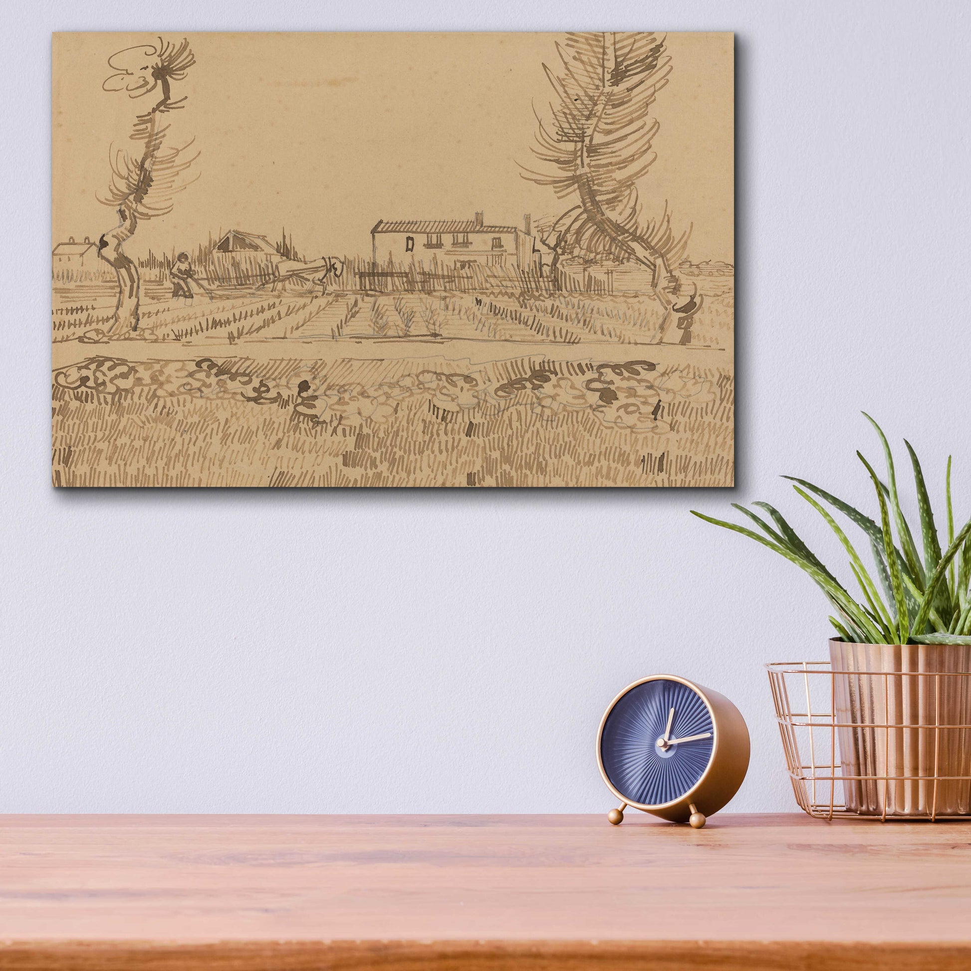 Epic Art 'Ploughman In The Fields Near Arles' by Vincent Van Gogh, Acrylic Glass Wall Art,16x12