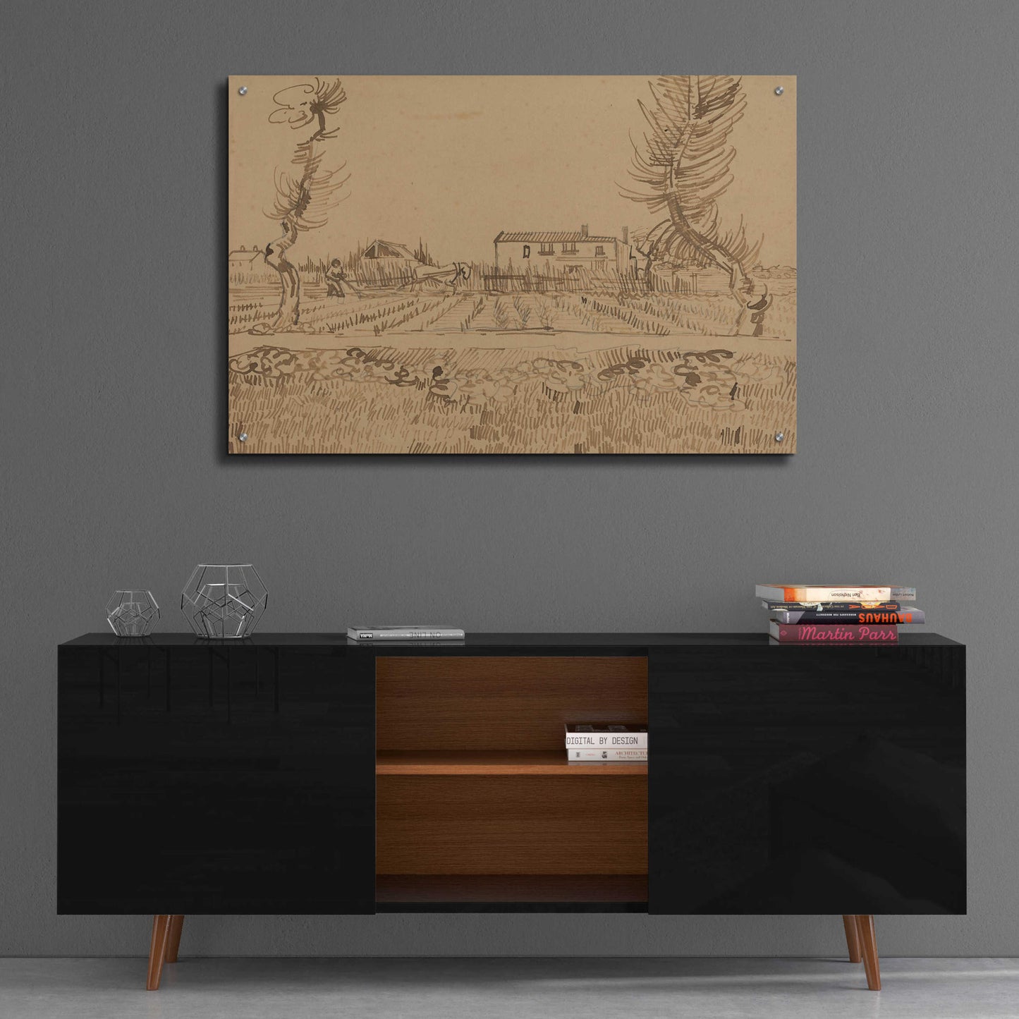 Epic Art 'Ploughman In The Fields Near Arles' by Vincent Van Gogh, Acrylic Glass Wall Art,36x24