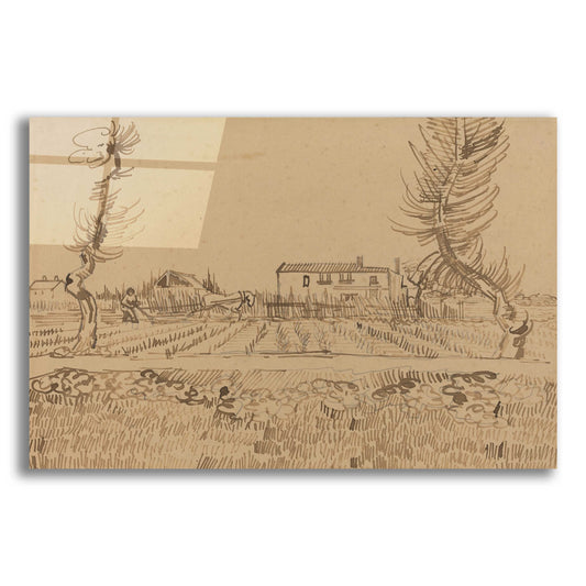 Epic Art 'Ploughman In The Fields Near Arles' by Vincent Van Gogh, Acrylic Glass Wall Art