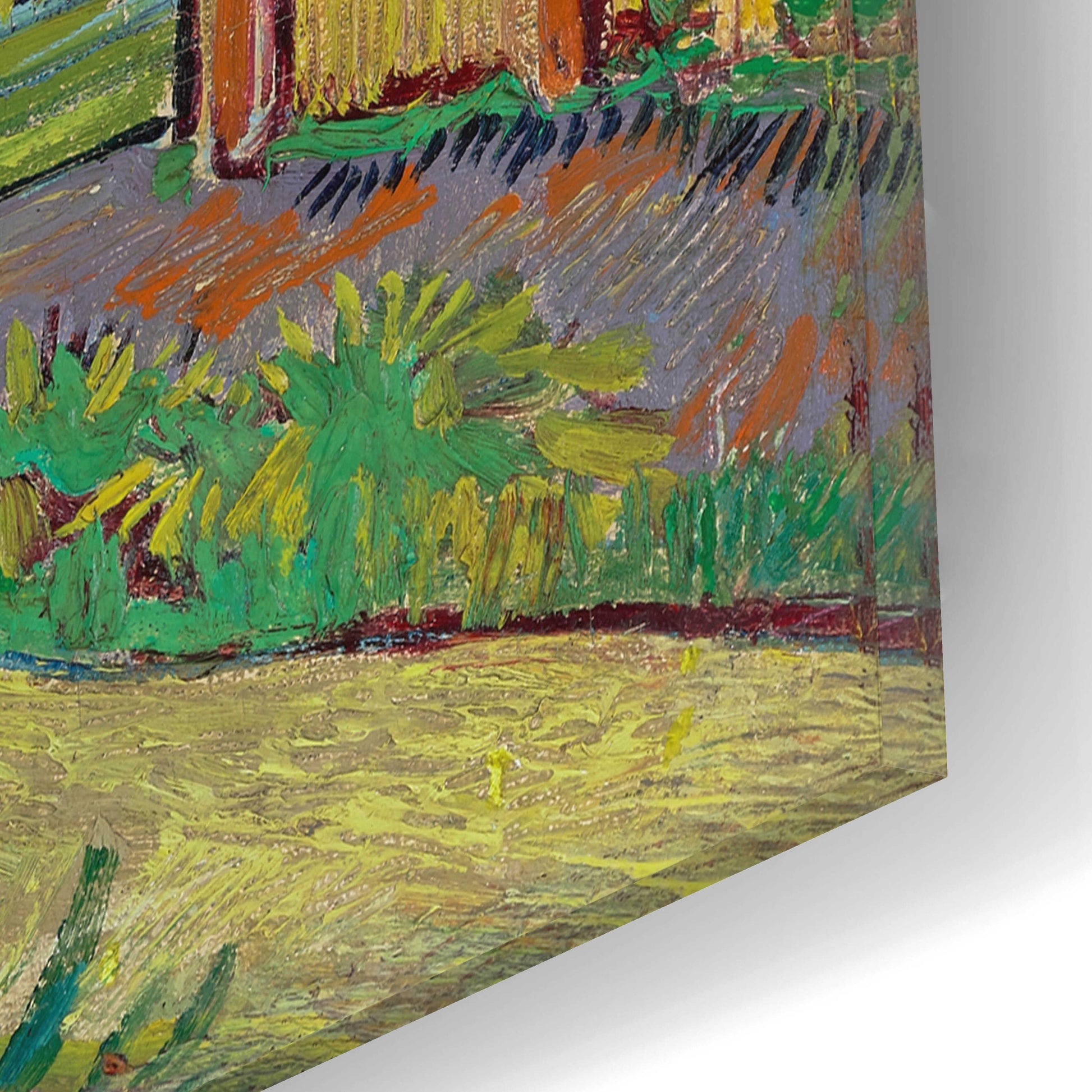 Epic Art 'Orchard Bordered By Cypresses' by Vincent Van Gogh, Acrylic Glass Wall Art,16x12