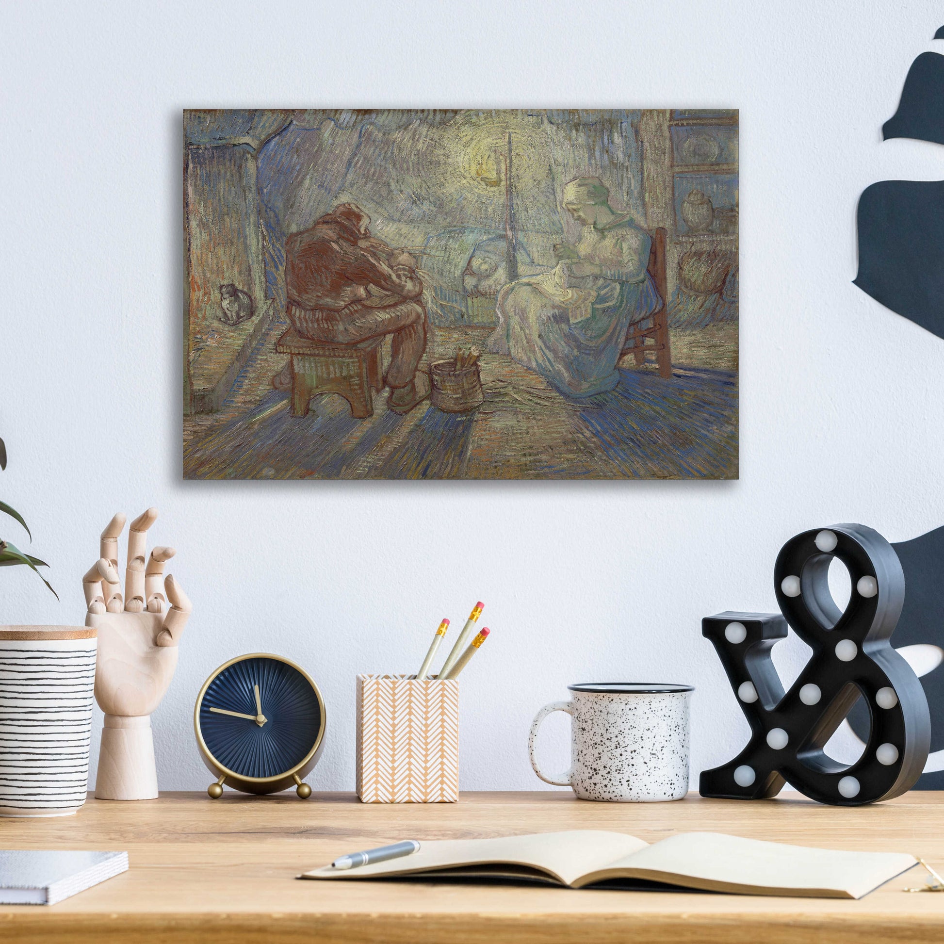 Epic Art 'Night After Millet' by Vincent Van Gogh, Acrylic Glass Wall Art,16x12