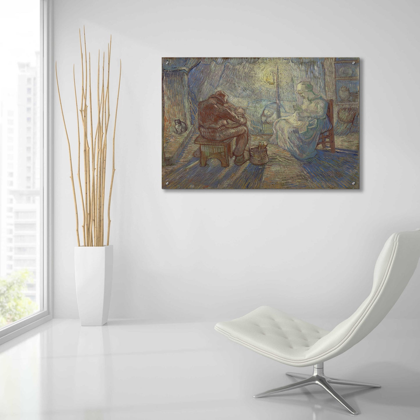 Epic Art 'Night After Millet' by Vincent Van Gogh, Acrylic Glass Wall Art,36x24