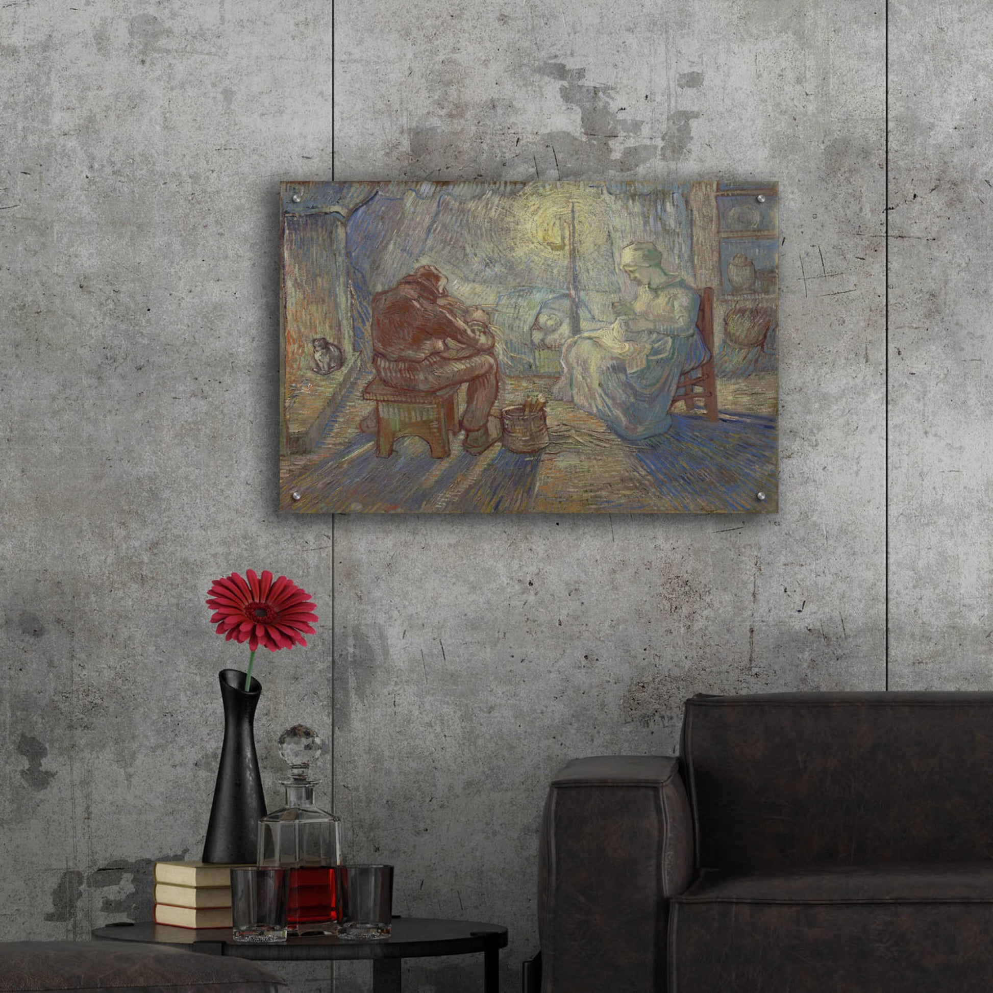 Epic Art 'Night After Millet' by Vincent Van Gogh, Acrylic Glass Wall Art,36x24