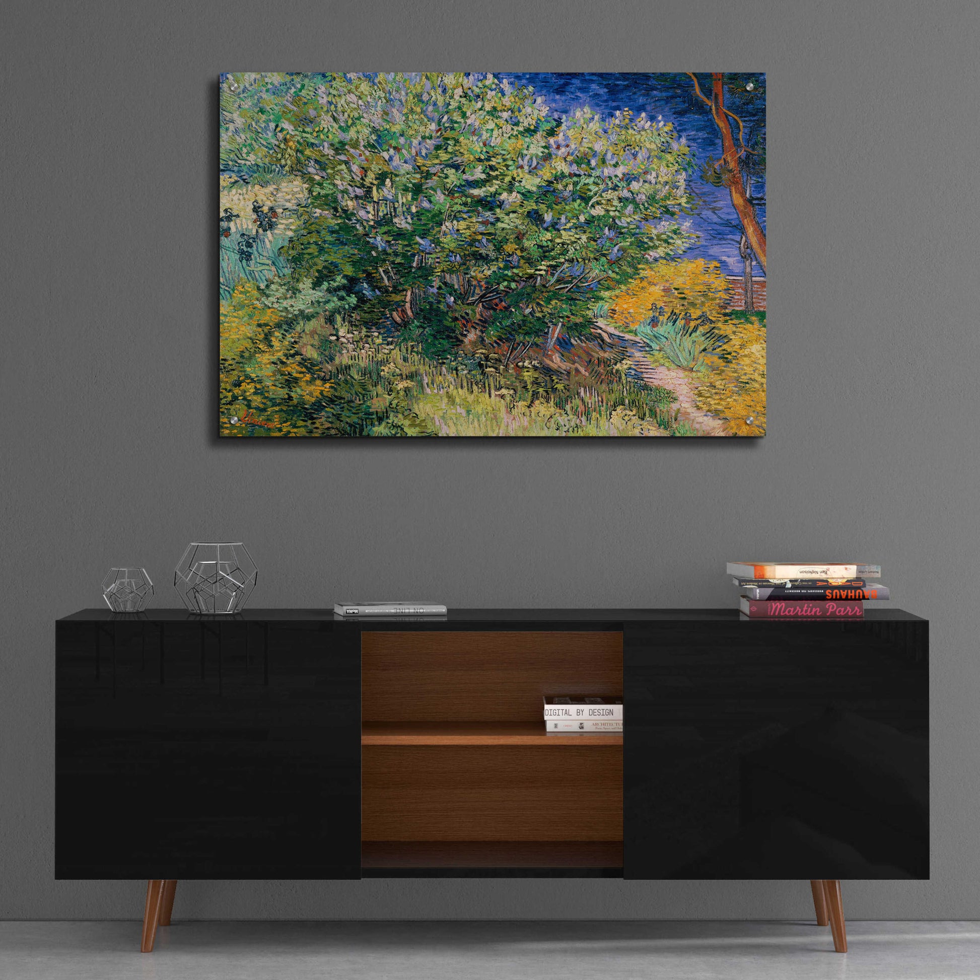 Epic Art 'Lilac Bush' by Vincent Van Gogh, Acrylic Glass Wall Art,36x24