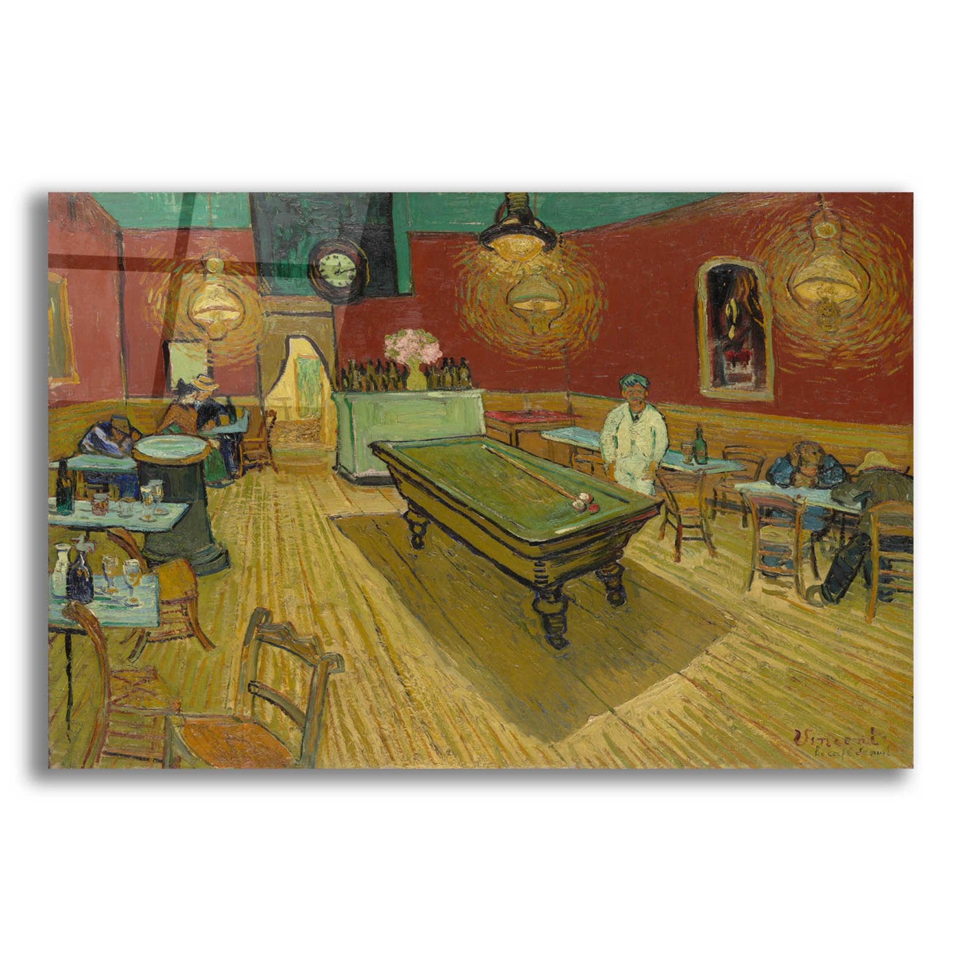 Epic Art 'Le Cafe De Nuit' by Vincent Van Gogh, Acrylic Glass Wall Art,16x12