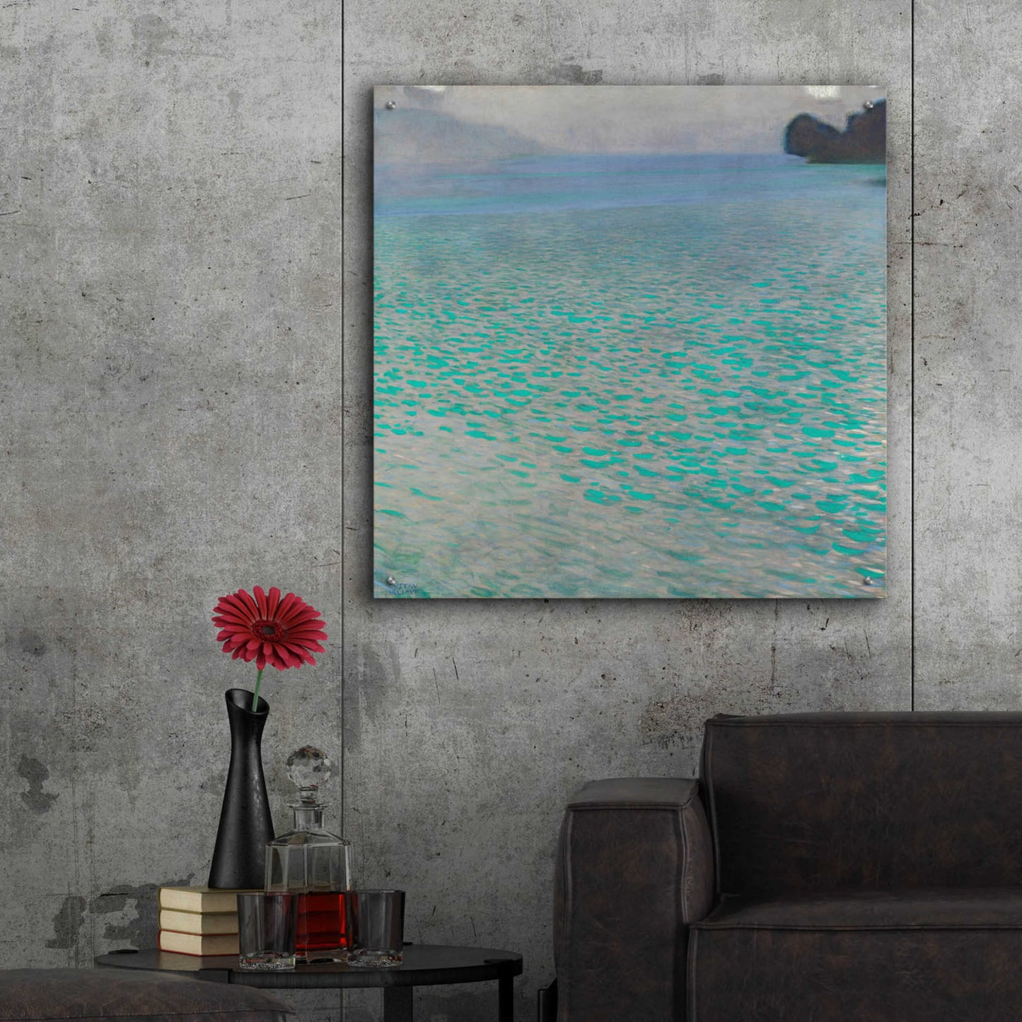 Epic Art 'Attersee' by Gustav Klimt, Acrylic Glass Wall Art,36x36