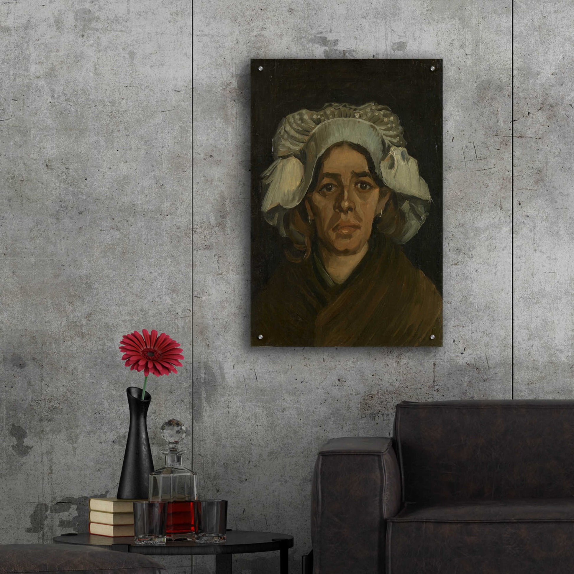 Epic Art 'Head Of A Woman 3' by Vincent Van Gogh, Acrylic Glass Wall Art,24x36