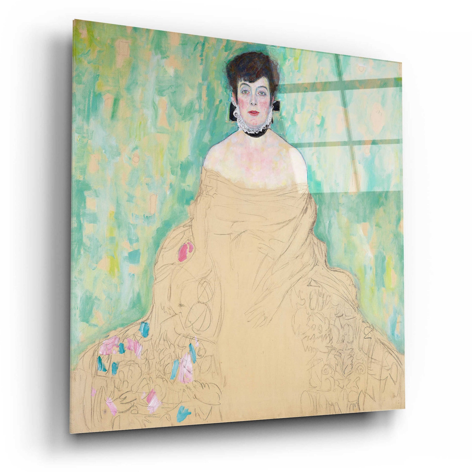 Epic Art 'Amalie Zuckerkandl' by Gustav Klimt, Acrylic Glass Wall Art,12x12