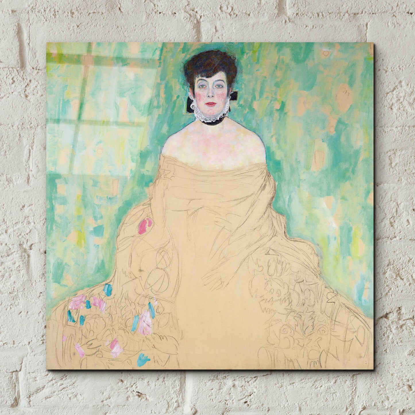 Epic Art 'Amalie Zuckerkandl' by Gustav Klimt, Acrylic Glass Wall Art,12x12