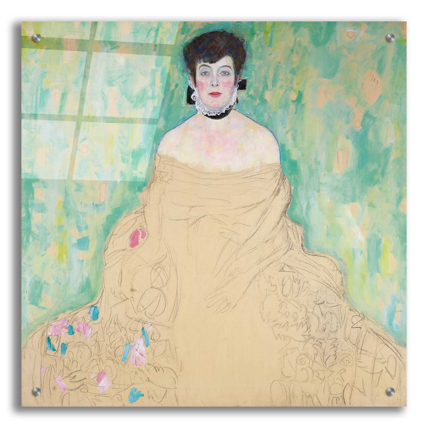 Epic Art 'Amalie Zuckerkandl' by Gustav Klimt, Acrylic Glass Wall Art,24x24