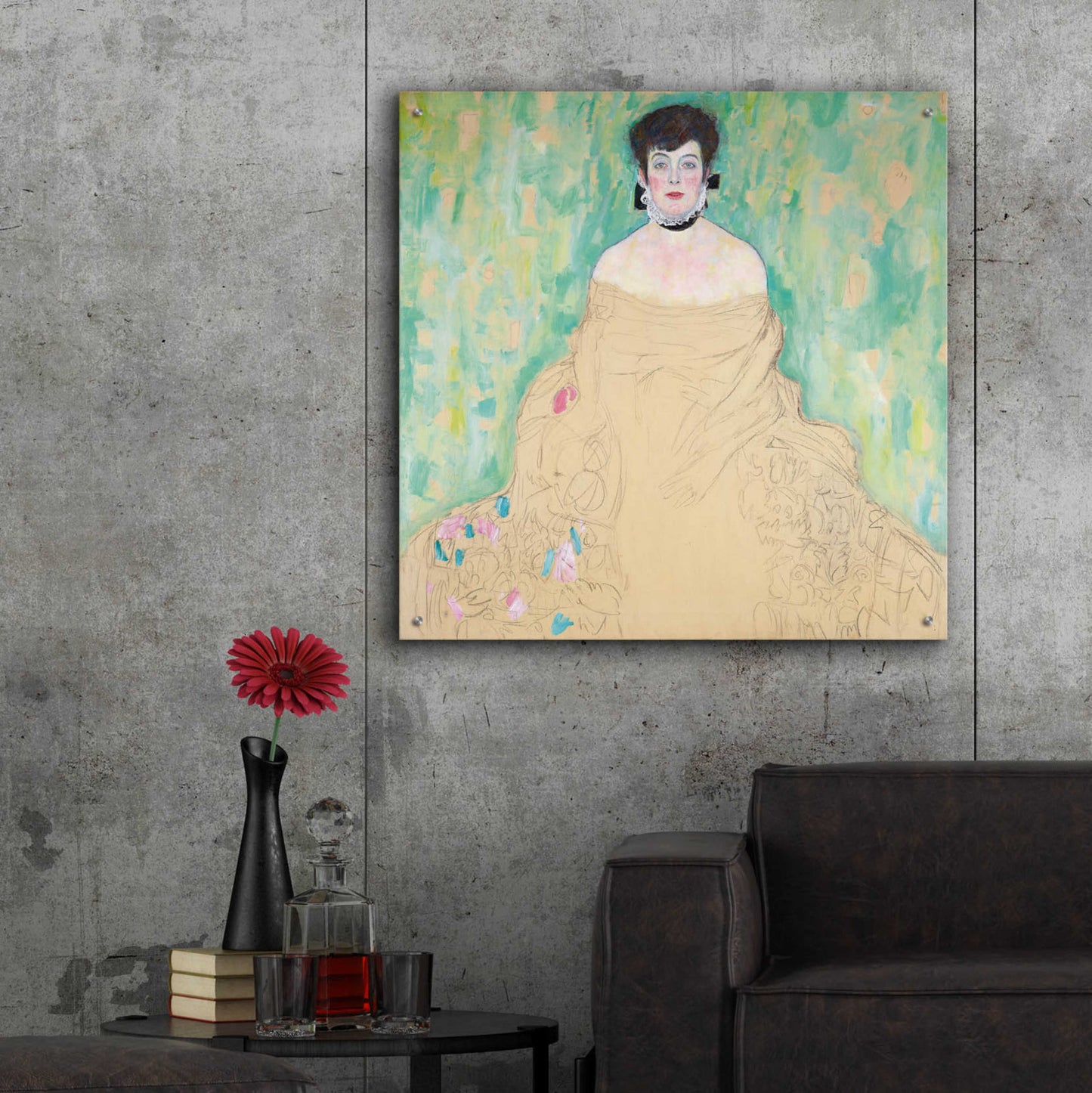 Epic Art 'Amalie Zuckerkandl' by Gustav Klimt, Acrylic Glass Wall Art,36x36