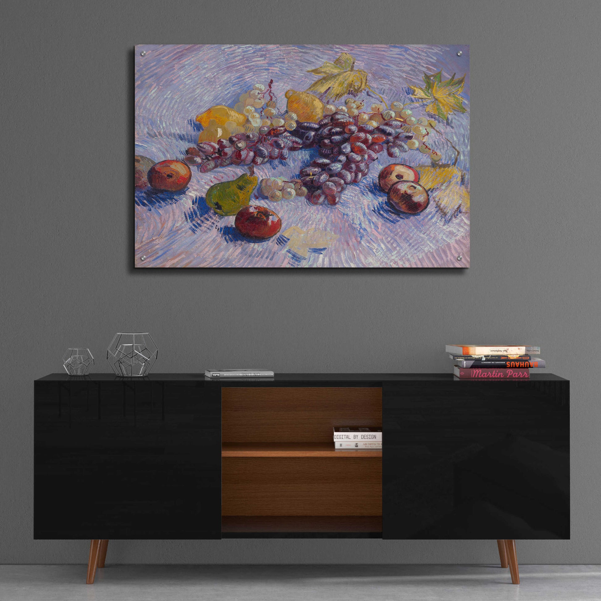 Epic Art 'Graper, Lemons Pears And Apples 1887' by Vincent Van Gogh, Acrylic Glass Wall Art,36x24