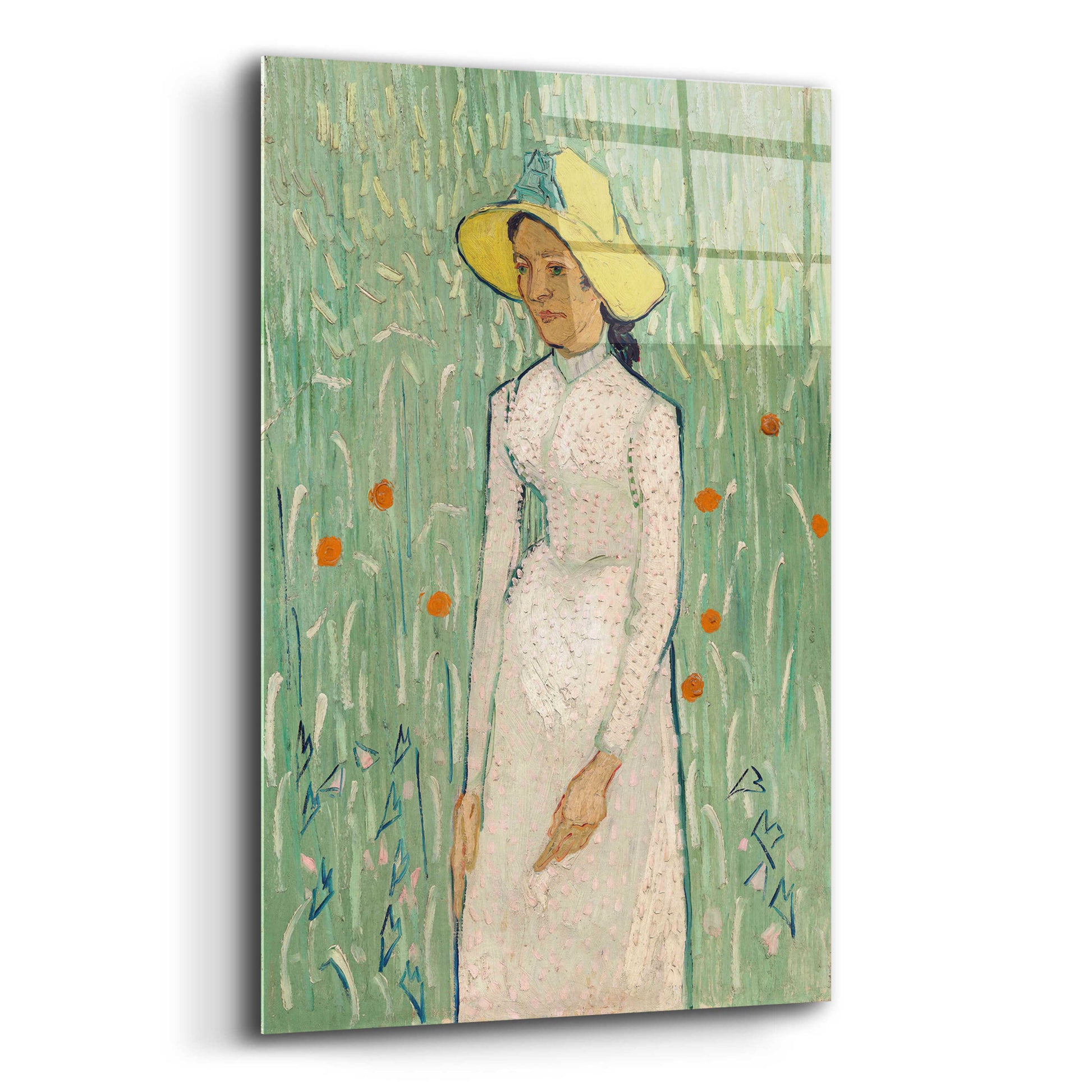 Epic Art 'Girl In White ' by Vincent Van Gogh, Acrylic Glass Wall Art,12x16