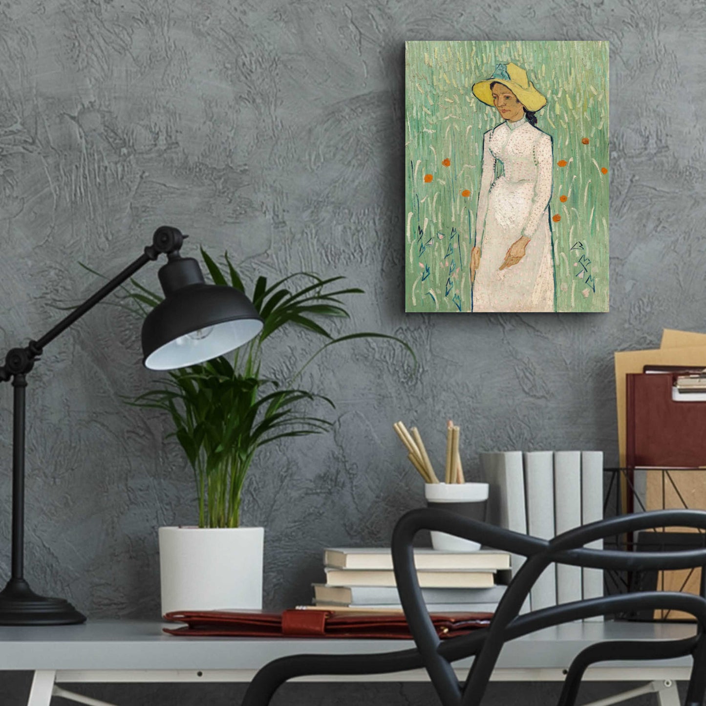 Epic Art 'Girl In White ' by Vincent Van Gogh, Acrylic Glass Wall Art,12x16