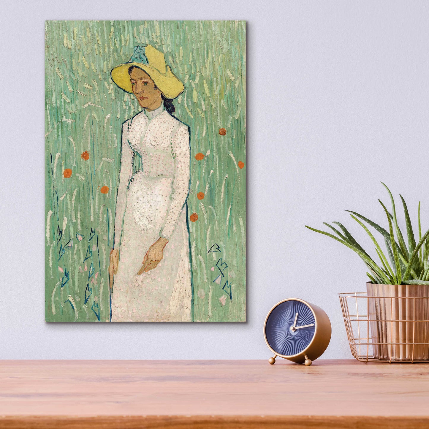 Epic Art 'Girl In White ' by Vincent Van Gogh, Acrylic Glass Wall Art,12x16