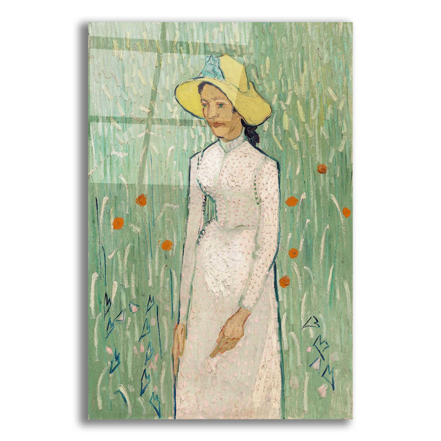 Epic Art 'Girl In White ' by Vincent Van Gogh, Acrylic Glass Wall Art,12x16