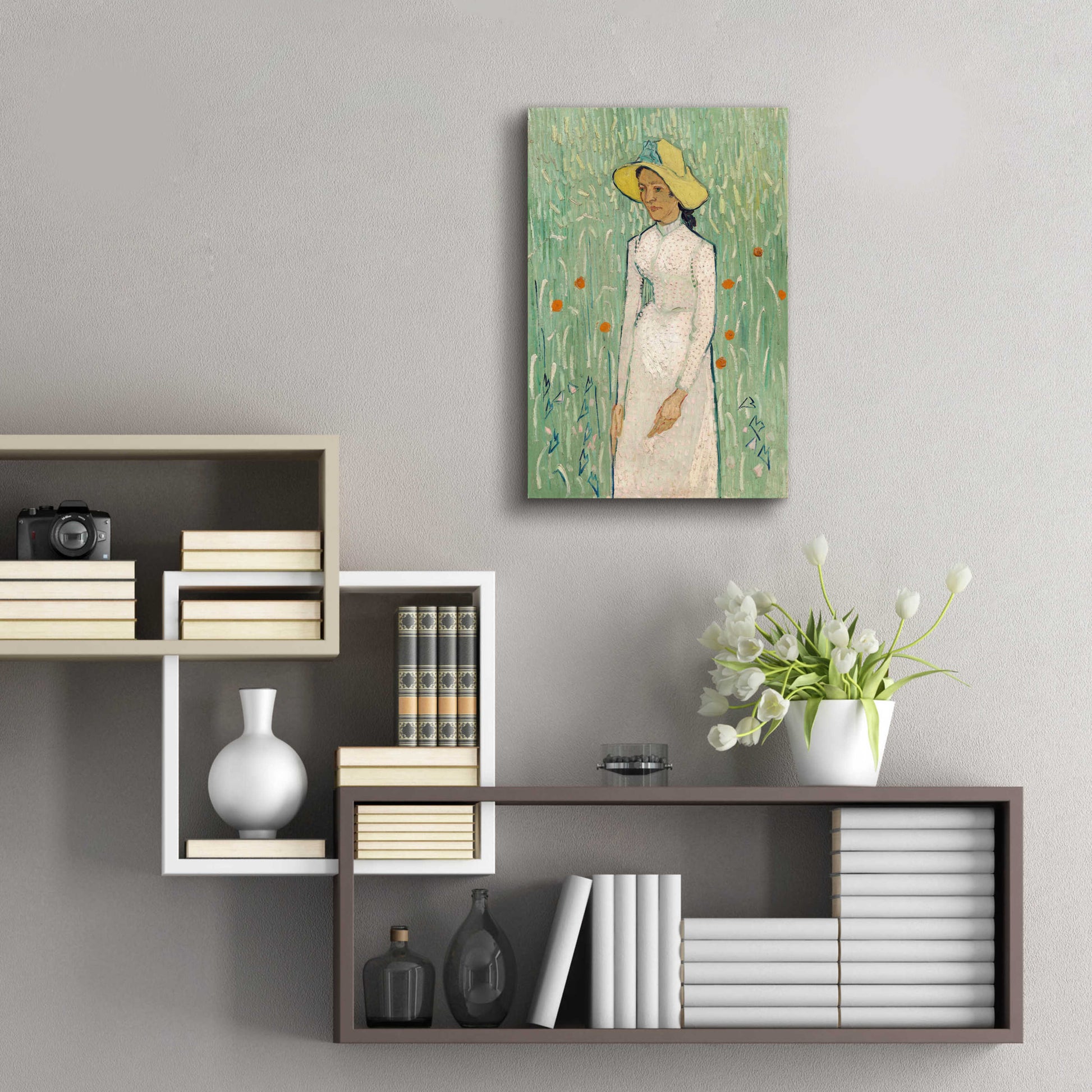 Epic Art 'Girl In White ' by Vincent Van Gogh, Acrylic Glass Wall Art,16x24